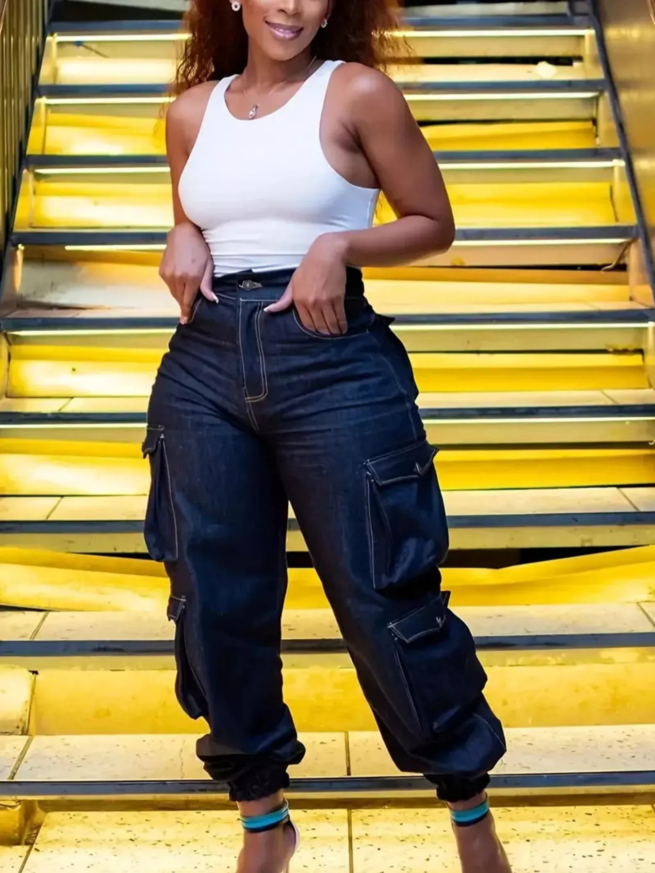 Plus Size High-Waisted Cargo Jeans  Shop One Place