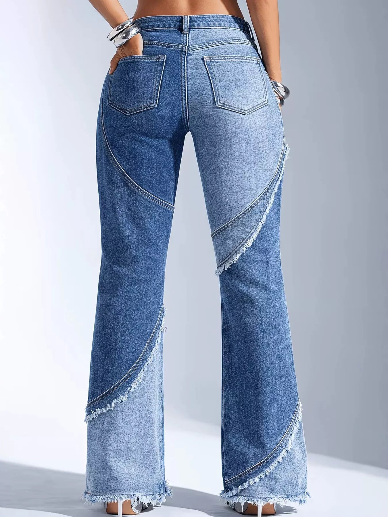 Frayed Hem Flare Jeans  Shop One Place