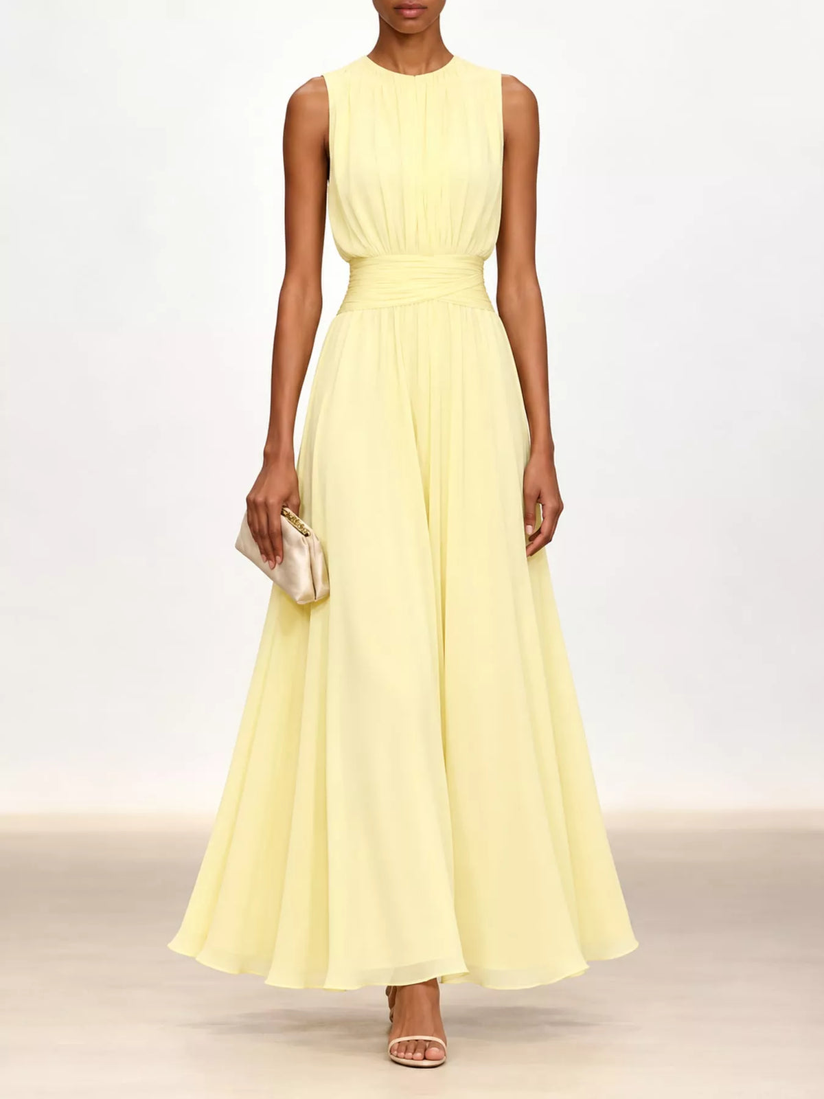 Women's Sleeveless Ruched Chiffon Maxi Dress – view 22