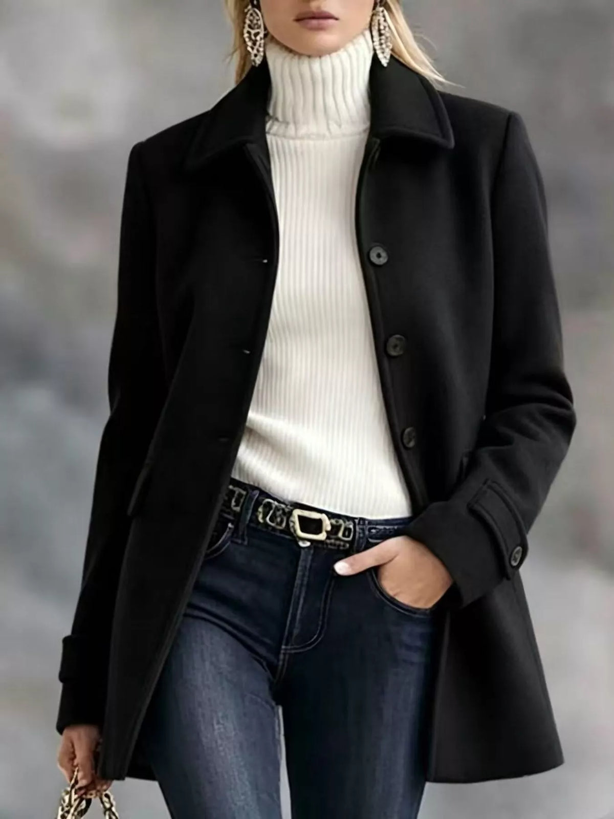 Women's Button-Up Collared Coat – view 6
