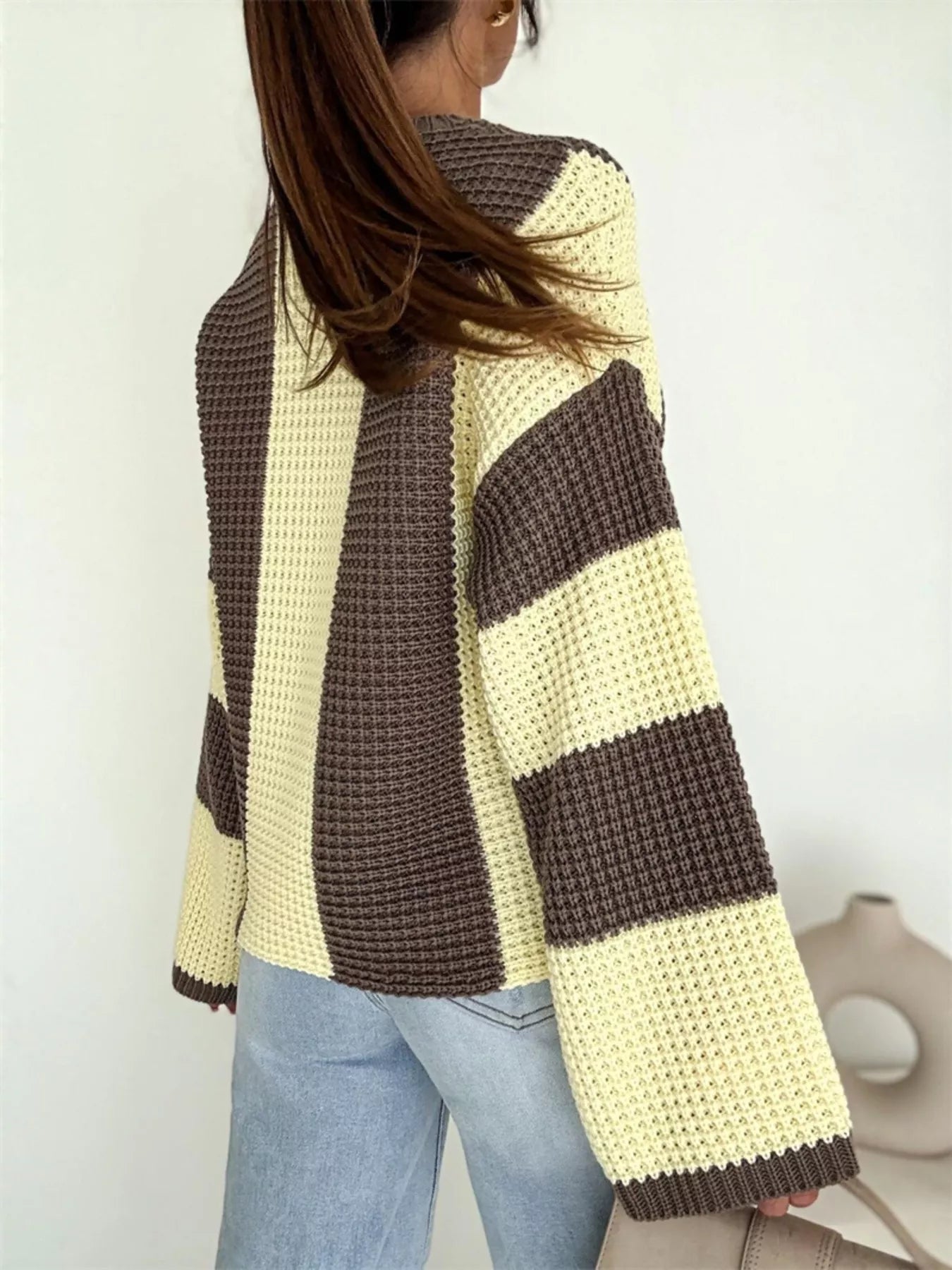 Color Block Long Sleeve Sweater  Shop One Place