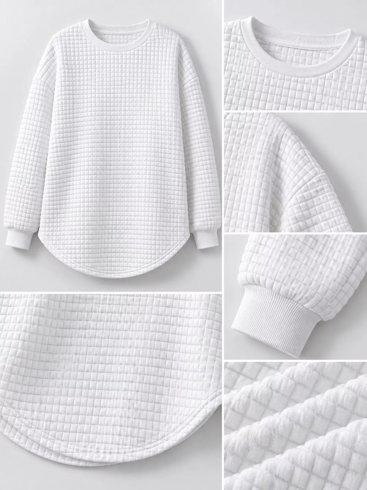 Women's Plus Size Waffle Knit Crew Neck Sweatshirt – view 7