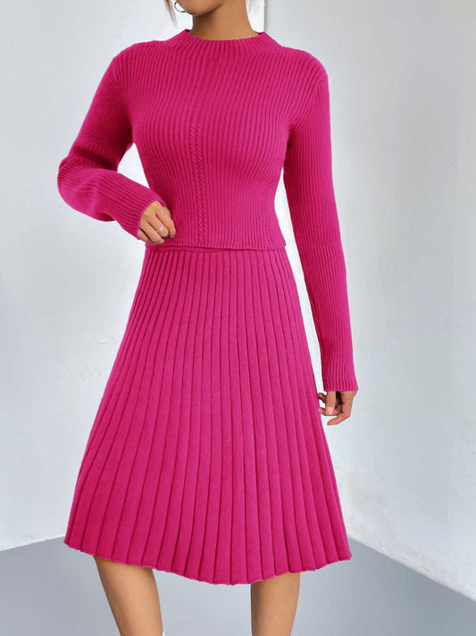 Rib-Knit Sweater and Skirt Set  Shop One Place