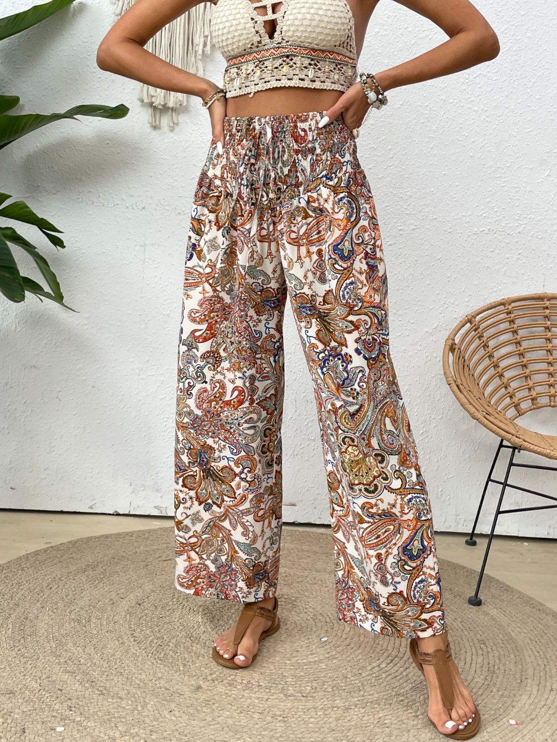 Printed Wide Leg Pants