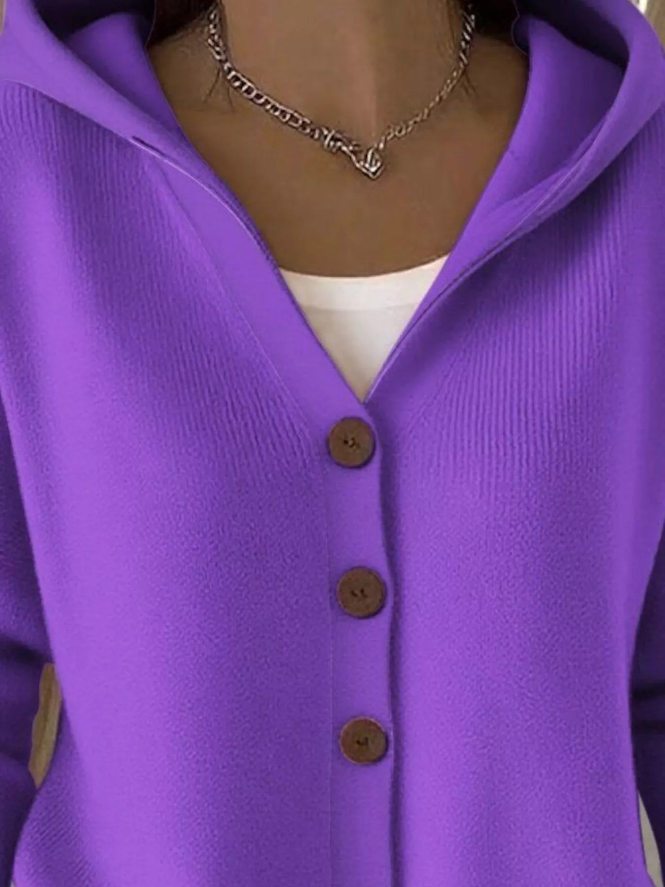Full Size Hooded Button-Front Soft Knit Cardigan Plus Size  Shop One Place