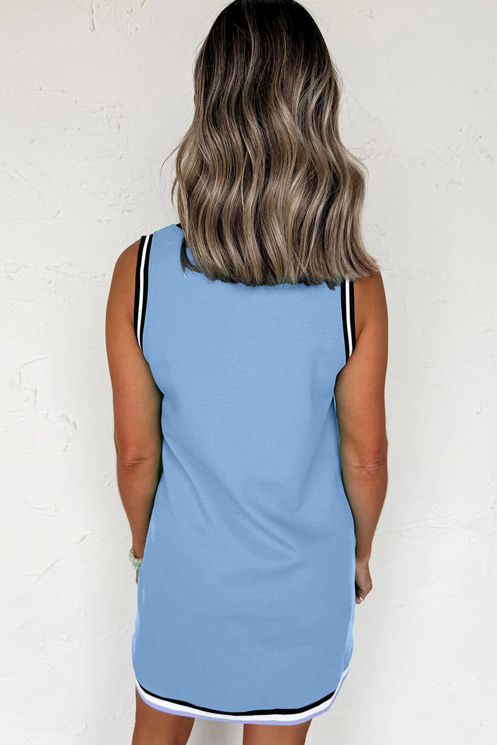 Mint Green Contrast Trim V Neck Sleeveless Mini Dress  Shop One Place