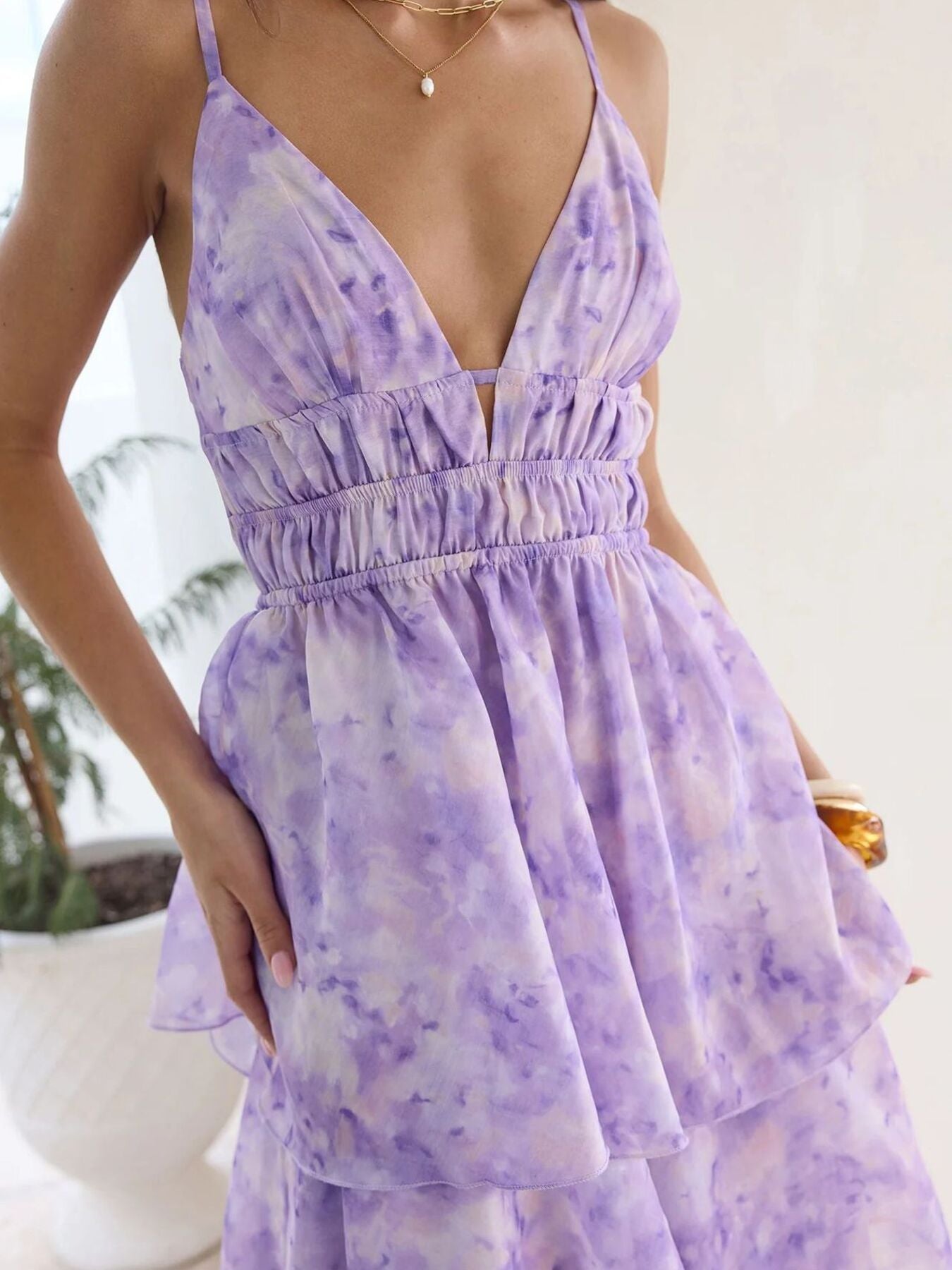 Tie-Dye Ruffled Layered Maxi Dress  Shop One Place