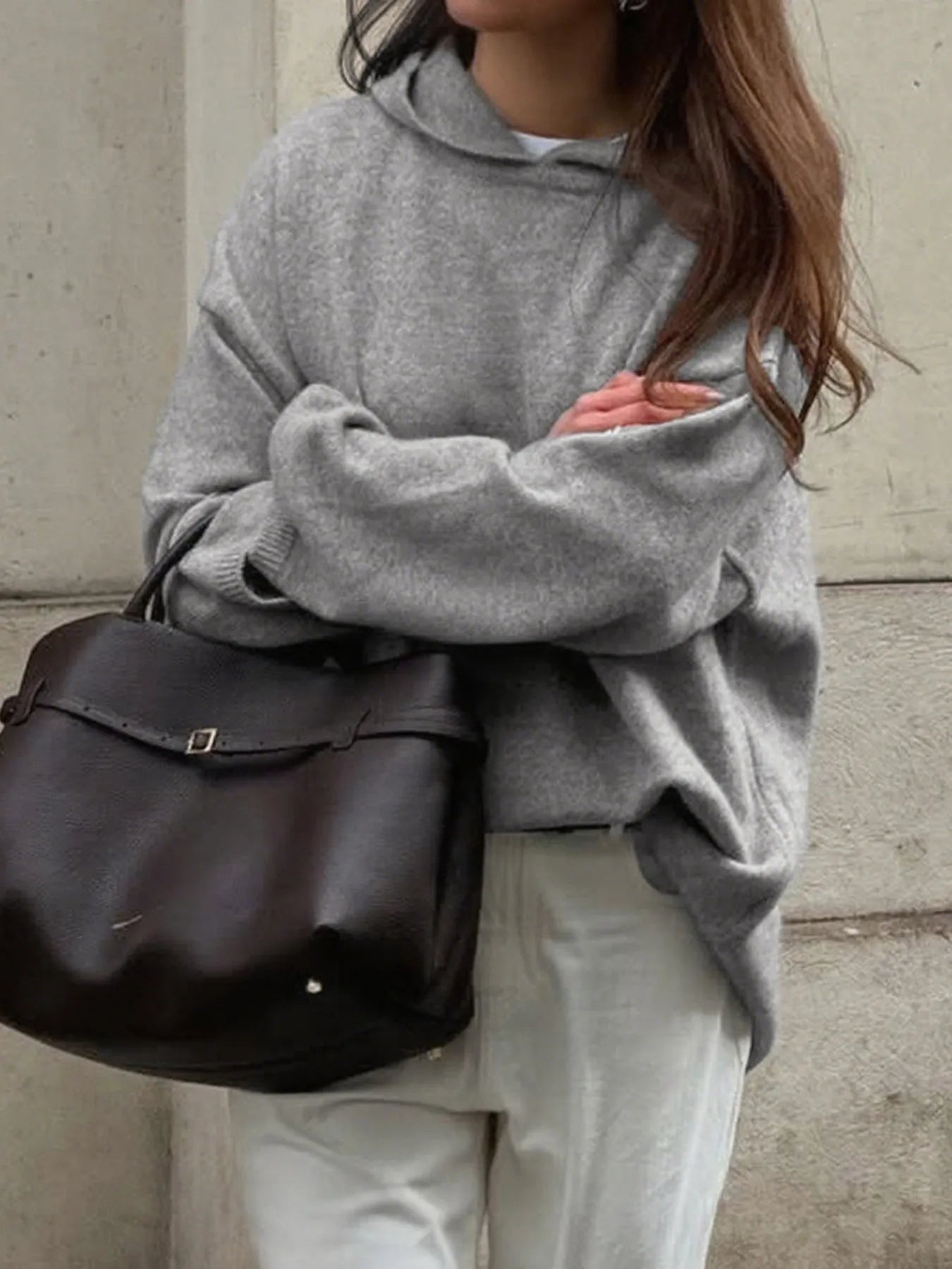 Oversized Long Sleeve Hooded Sweater  Shop One Place