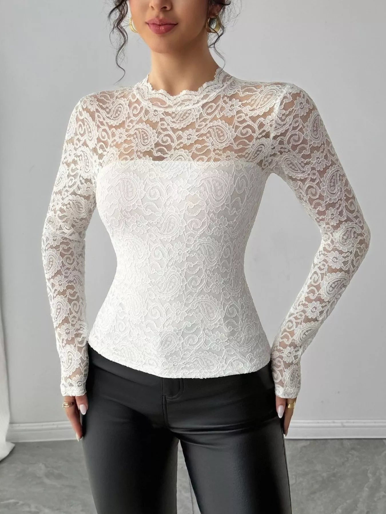 Lace Long Sleeve Top  Shop One Place