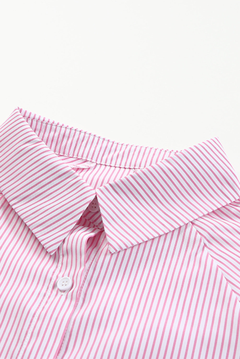 Light Blue Striped Casual Shirred Cuffs Shirt