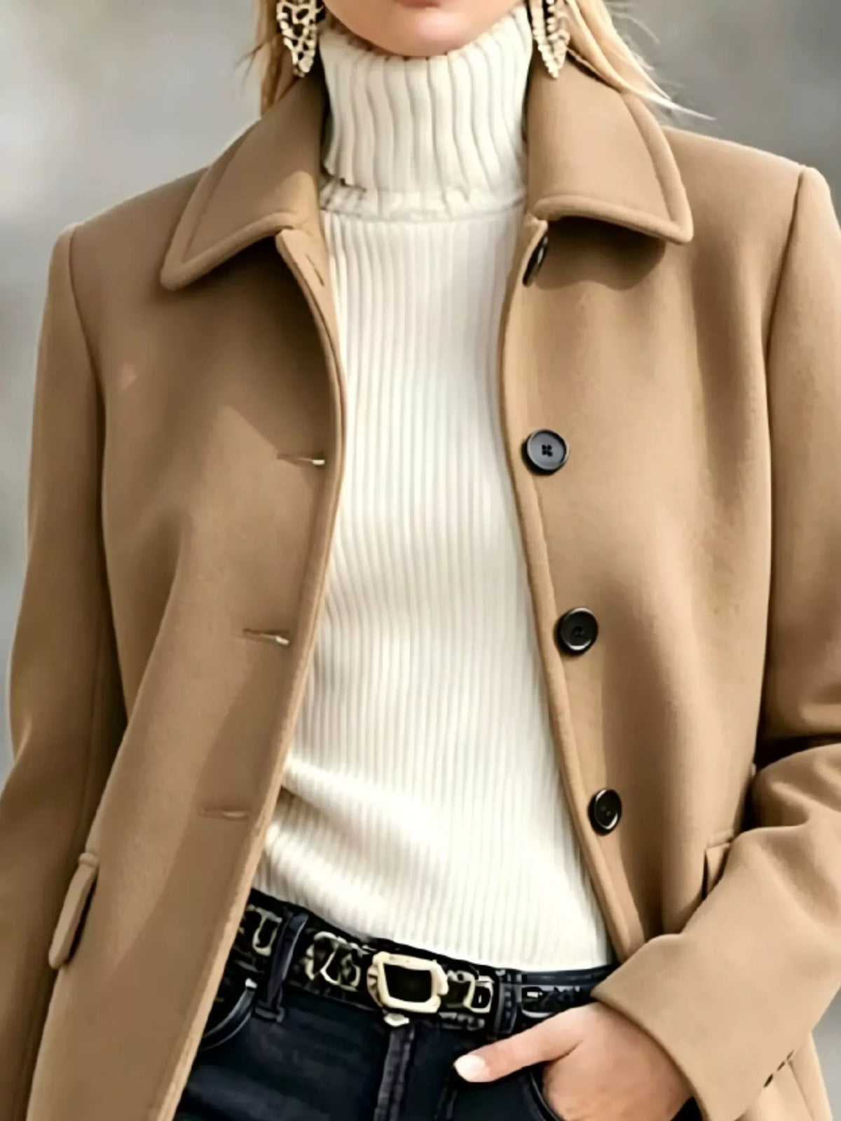Women's Button-Up Collared Coat – view 2