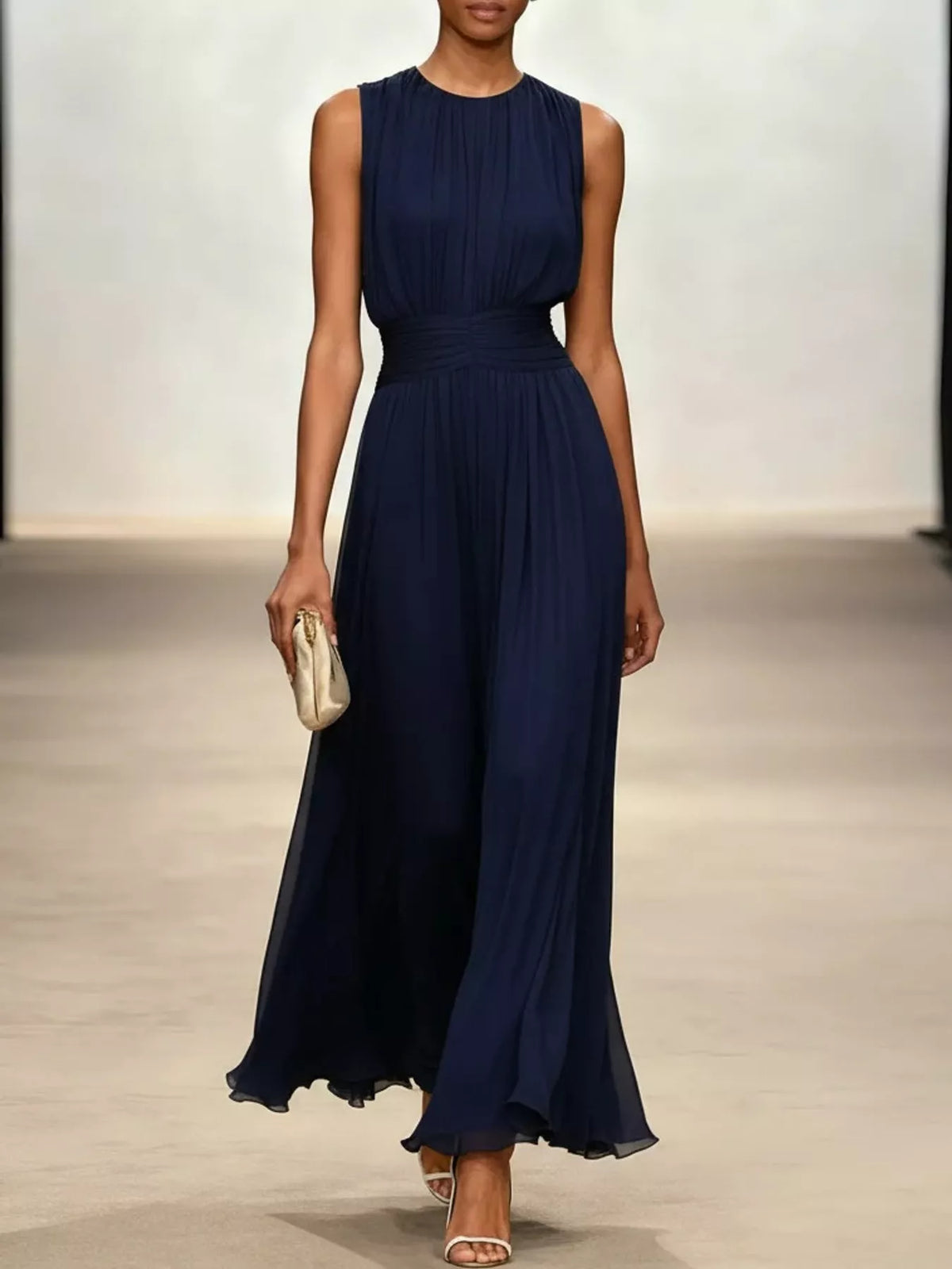 Women's Sleeveless Ruched Chiffon Maxi Dress – view 18