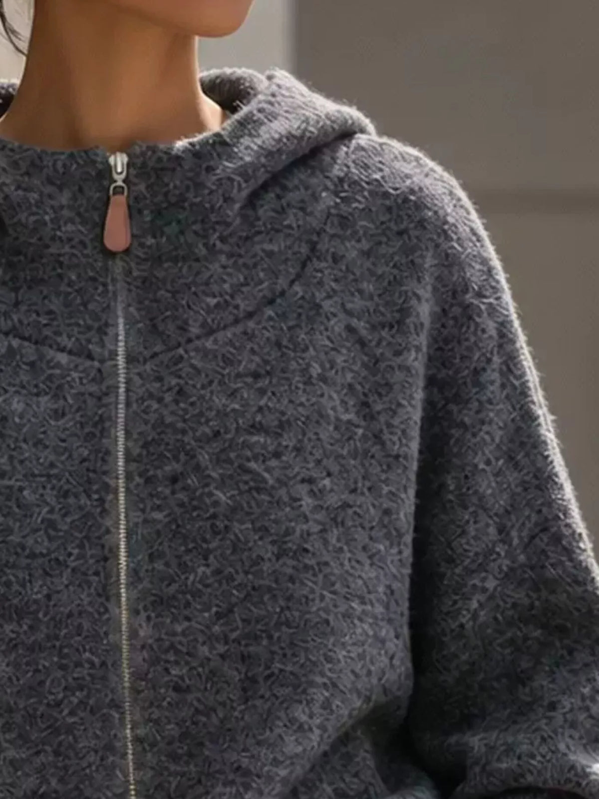 Women's Hooded Zip-Up Knit Cardigan – view 2