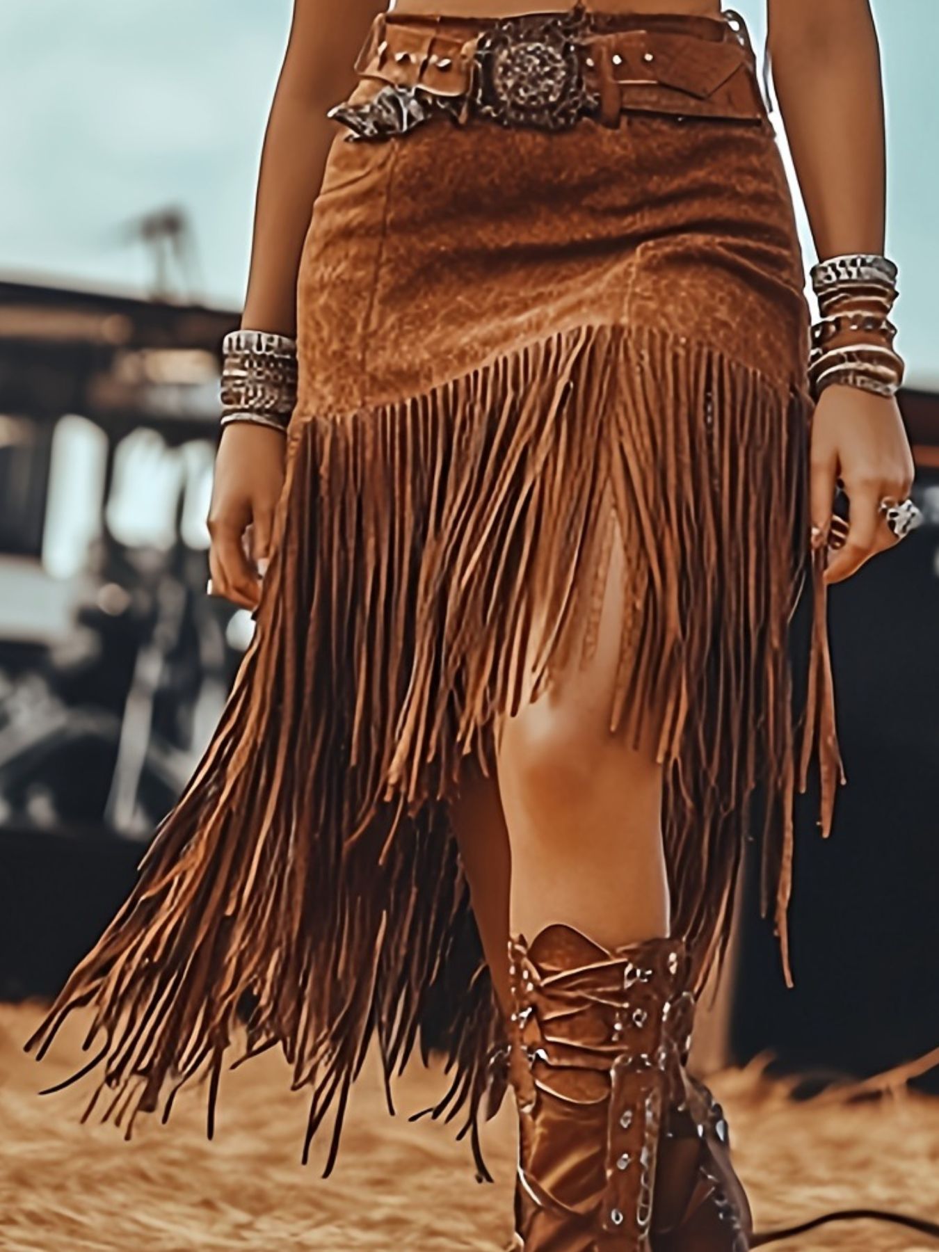 Fringe Suede Skirt  Shop One Place