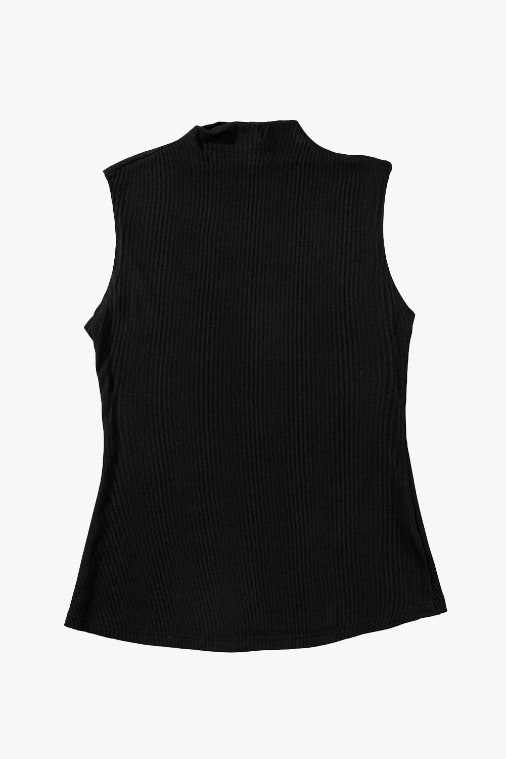 Black Solid Color Mock Neck Tank Top