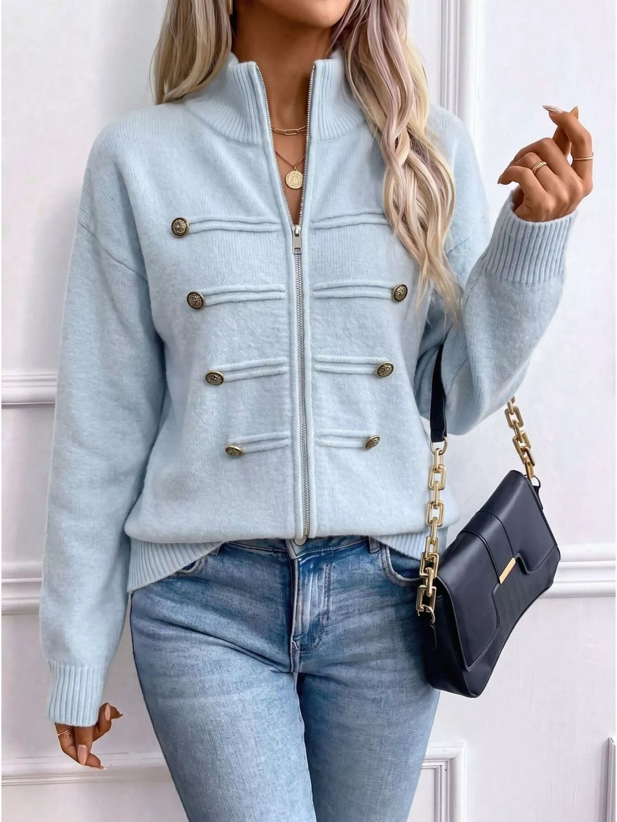 Women's Zip-Up Knit Cardigan