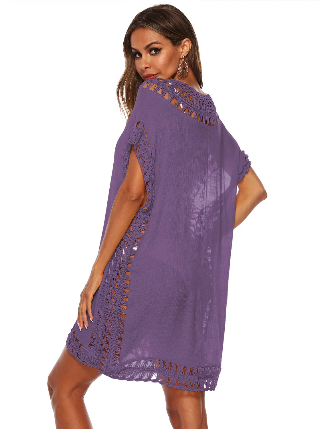 Bohemian Crochet Trim Beach Cover Up Dress  Shop One Place