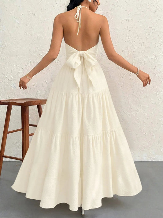 Halter Neck Tiered Maxi Dress  Shop One Place