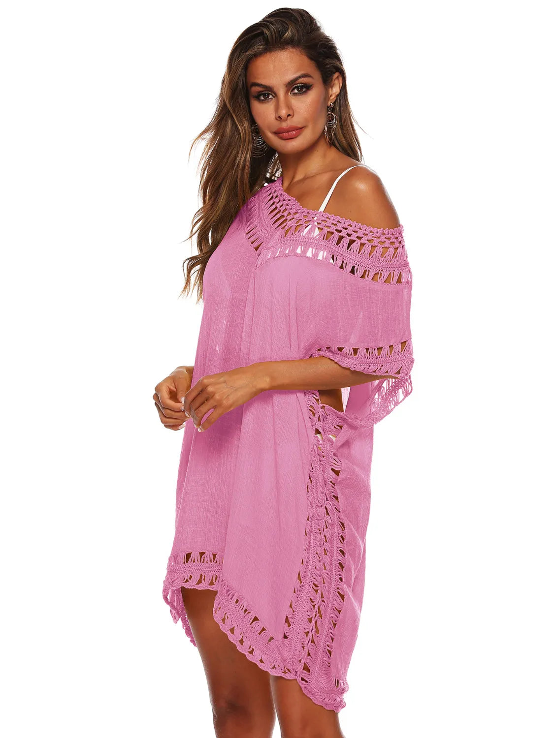 Bohemian Crochet Trim Beach Cover Up Dress  Shop One Place