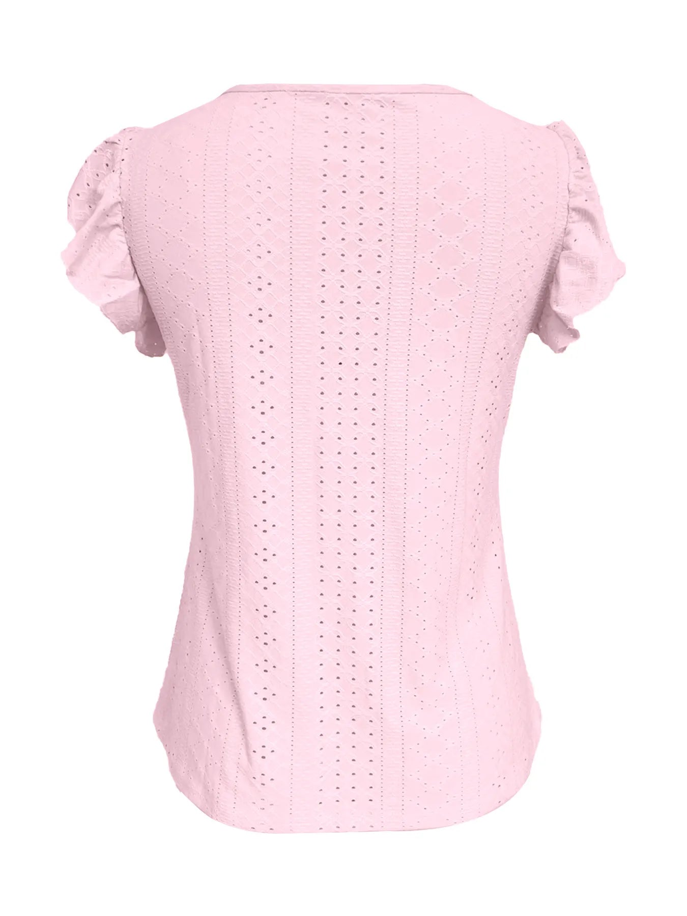 Eyelet Button-Front Flutter Sleeve Top  Shop One Place