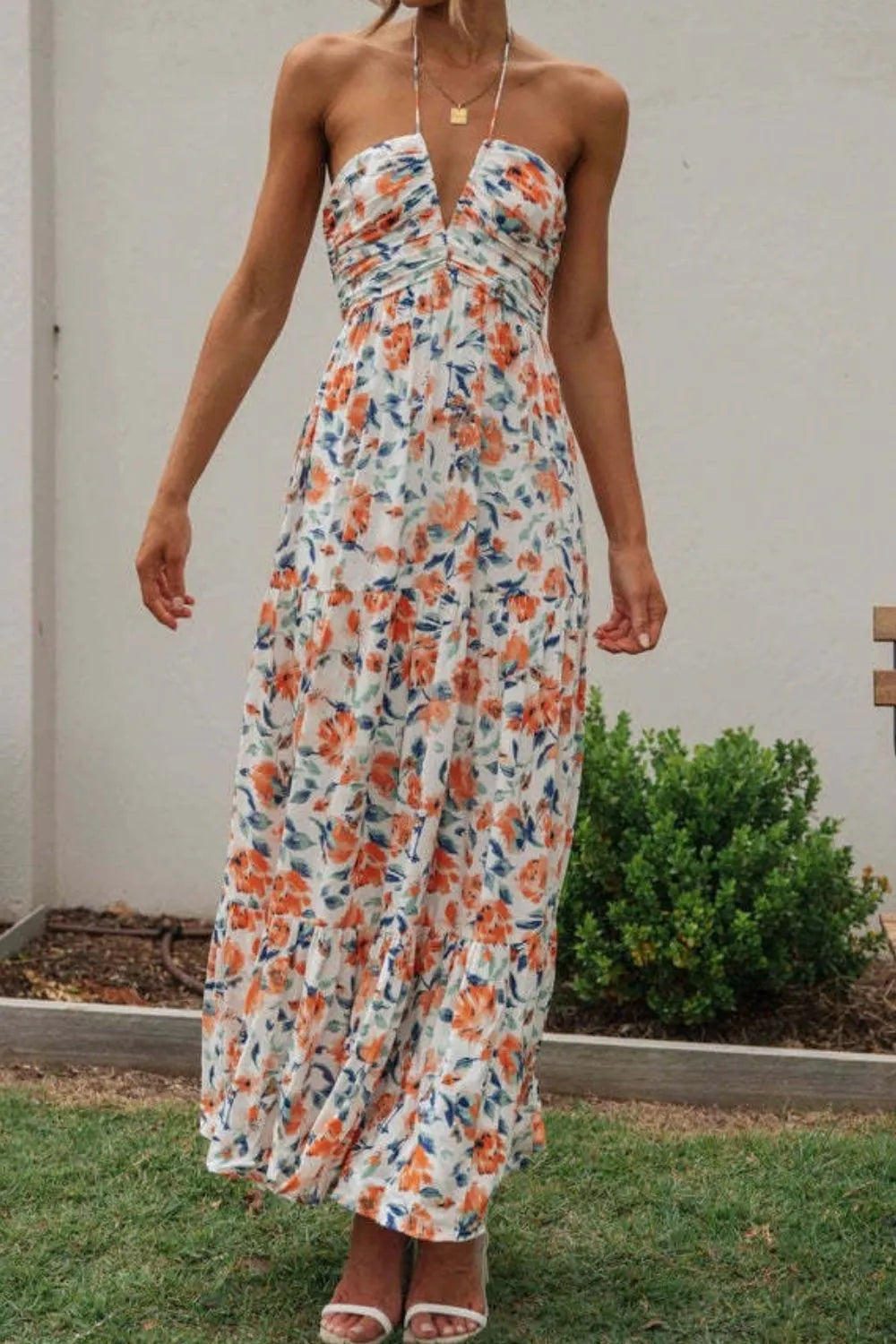 Printed Halter Neck Cami Dress  Shop One Place