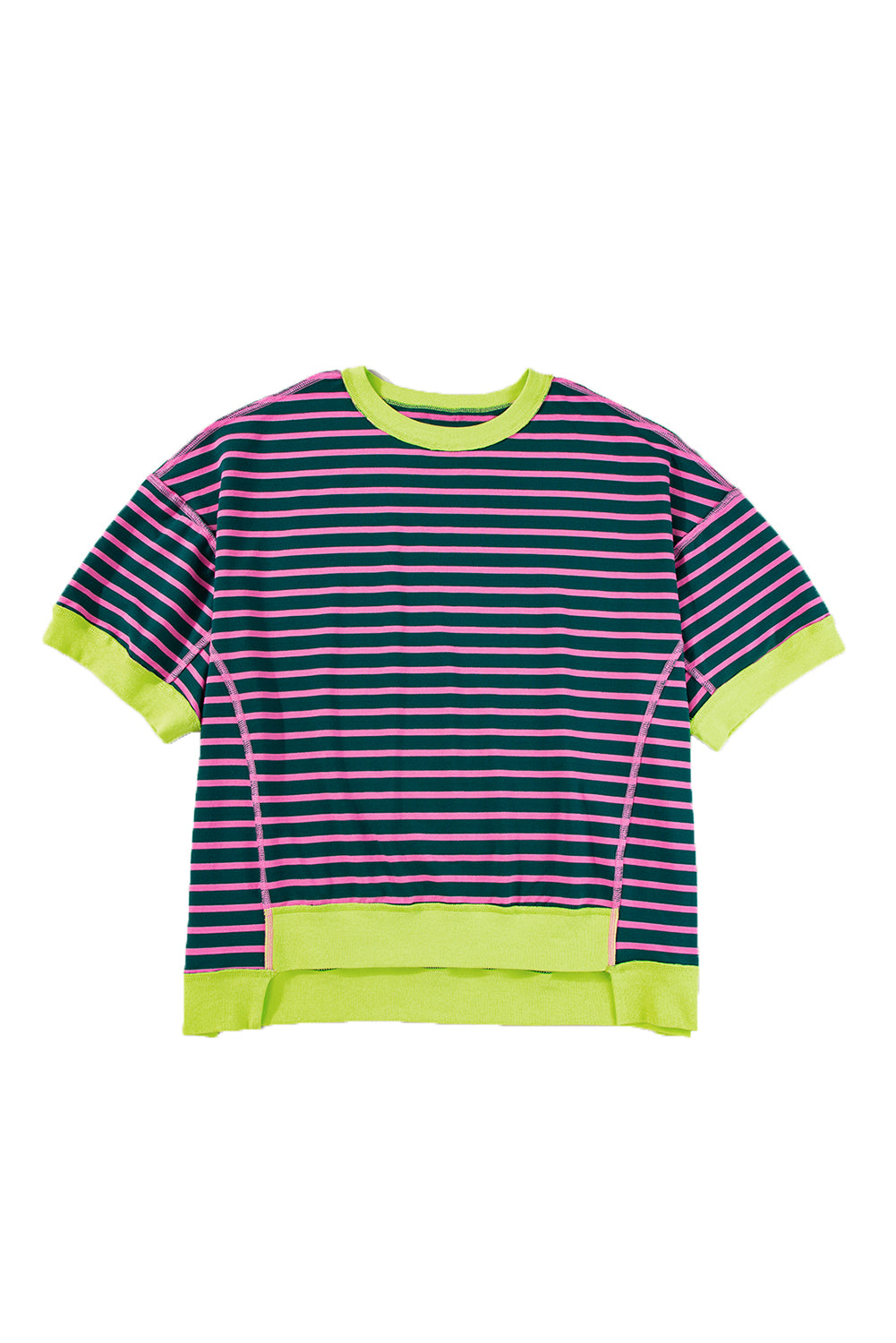 Stripe Colorblock Drop Sleeve Oversized T Shirt