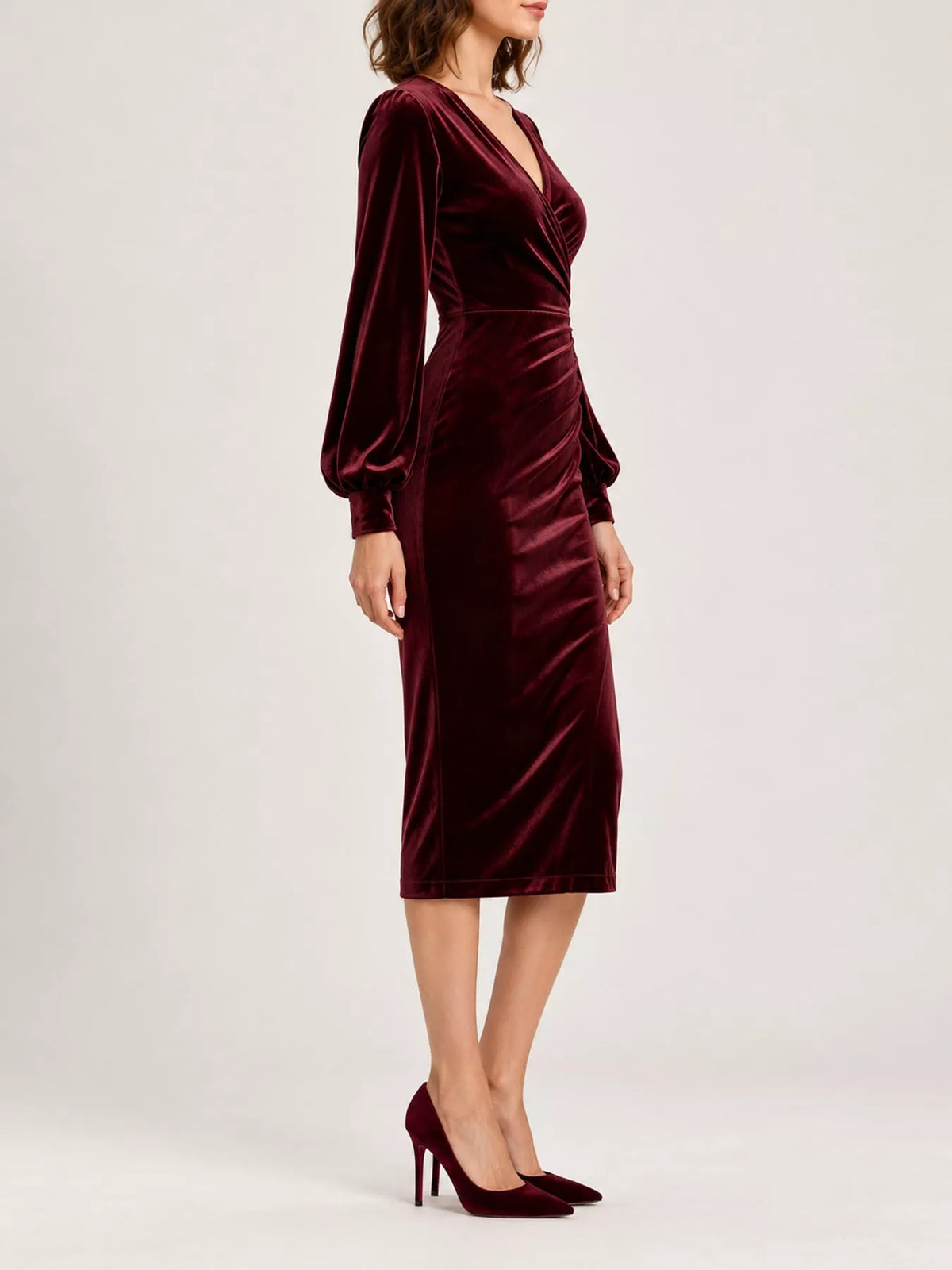 Women's Velvet Long Sleeve Wrap Dress – view 14