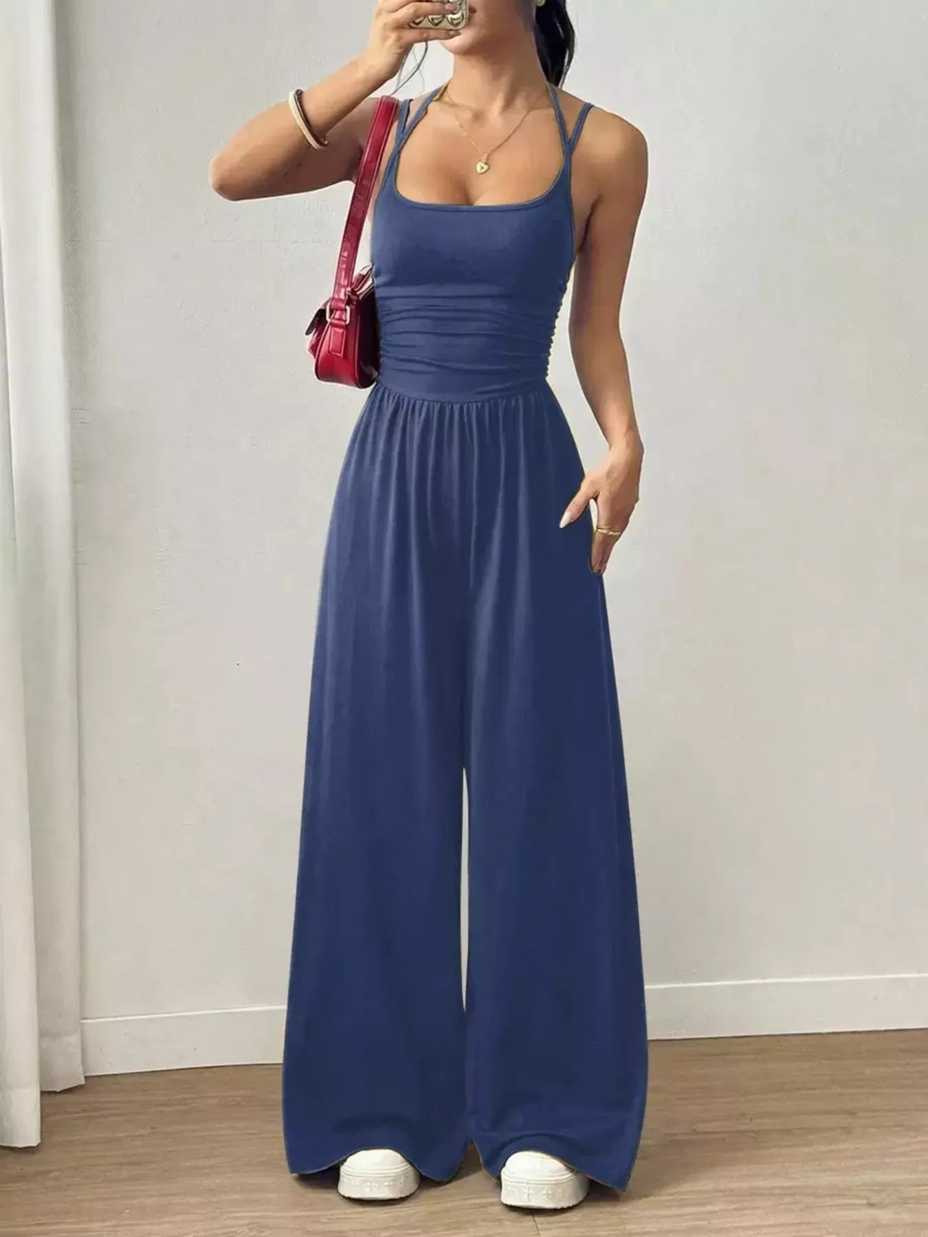 Spaghetti Strap Wide Leg Jumpsuit  Shop One Place