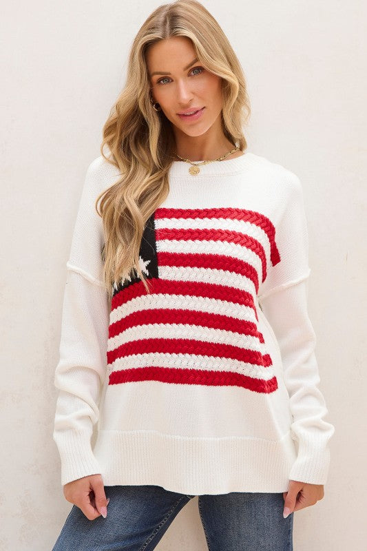 Lakelyn American Flag Sweater  Shop One Place