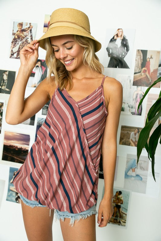 PLUS STRIPE WOVEN CAMISOLE TOP