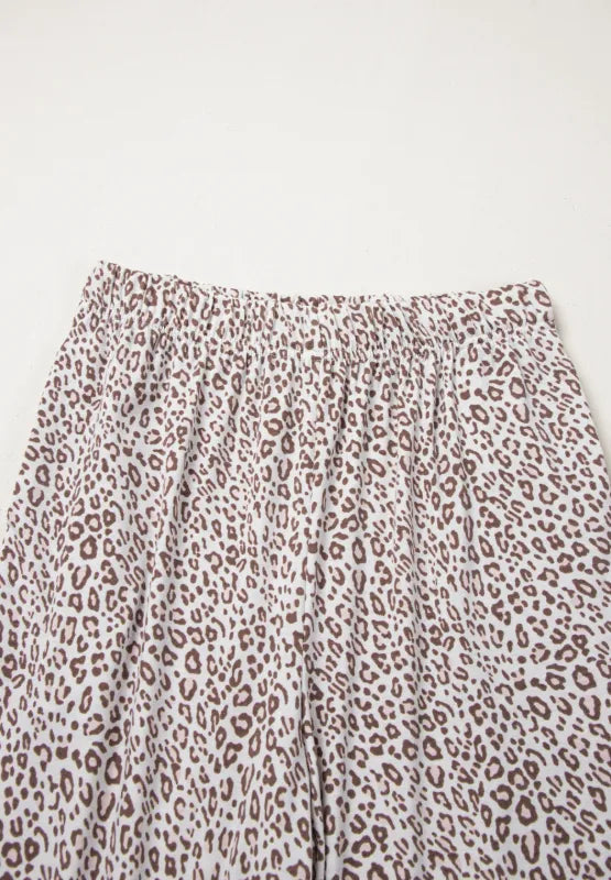 Leopard Button Down Long Sleeve Top and Pants Lounge Set  Shop One Place