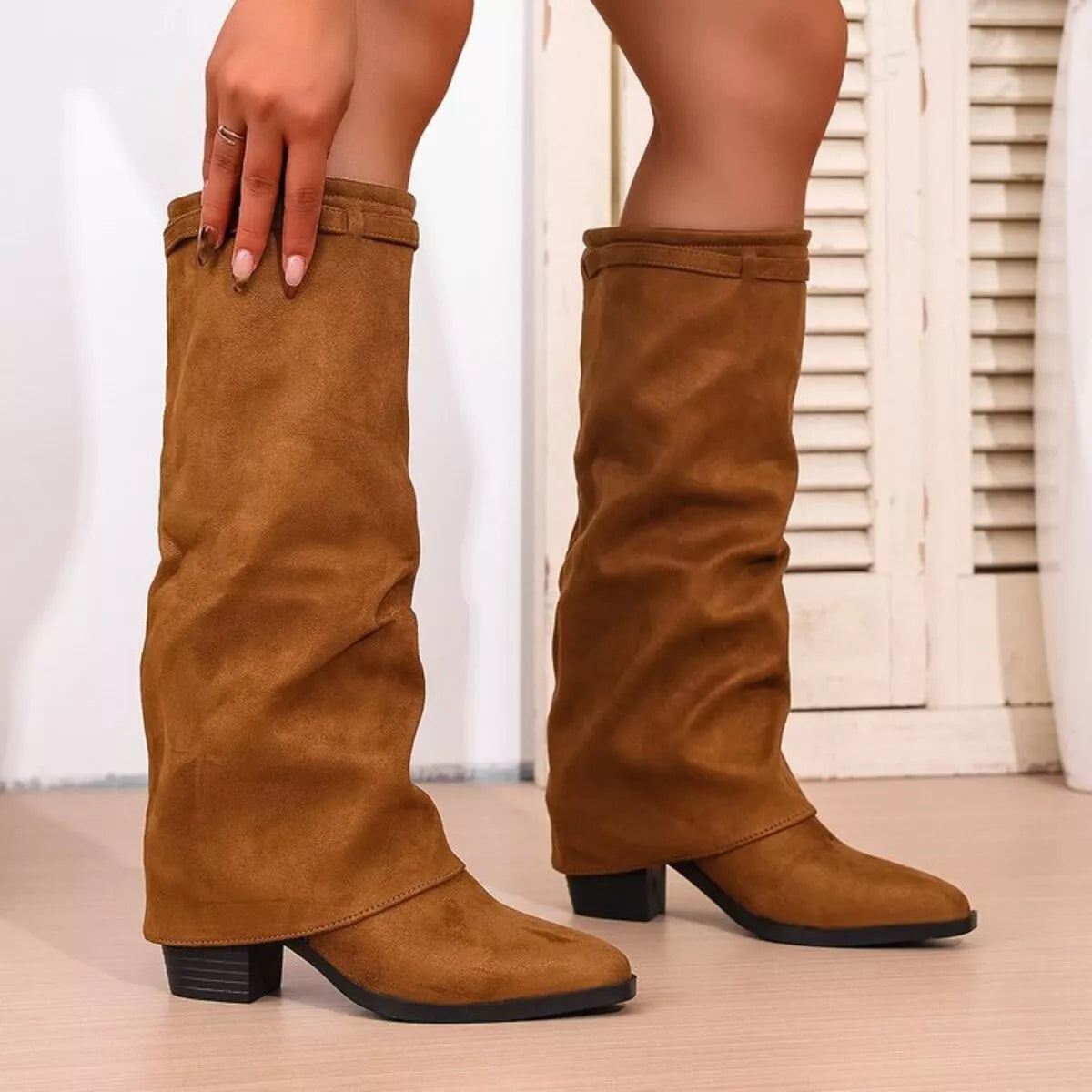 Point Toe Block Heels Boots  Shop One Place