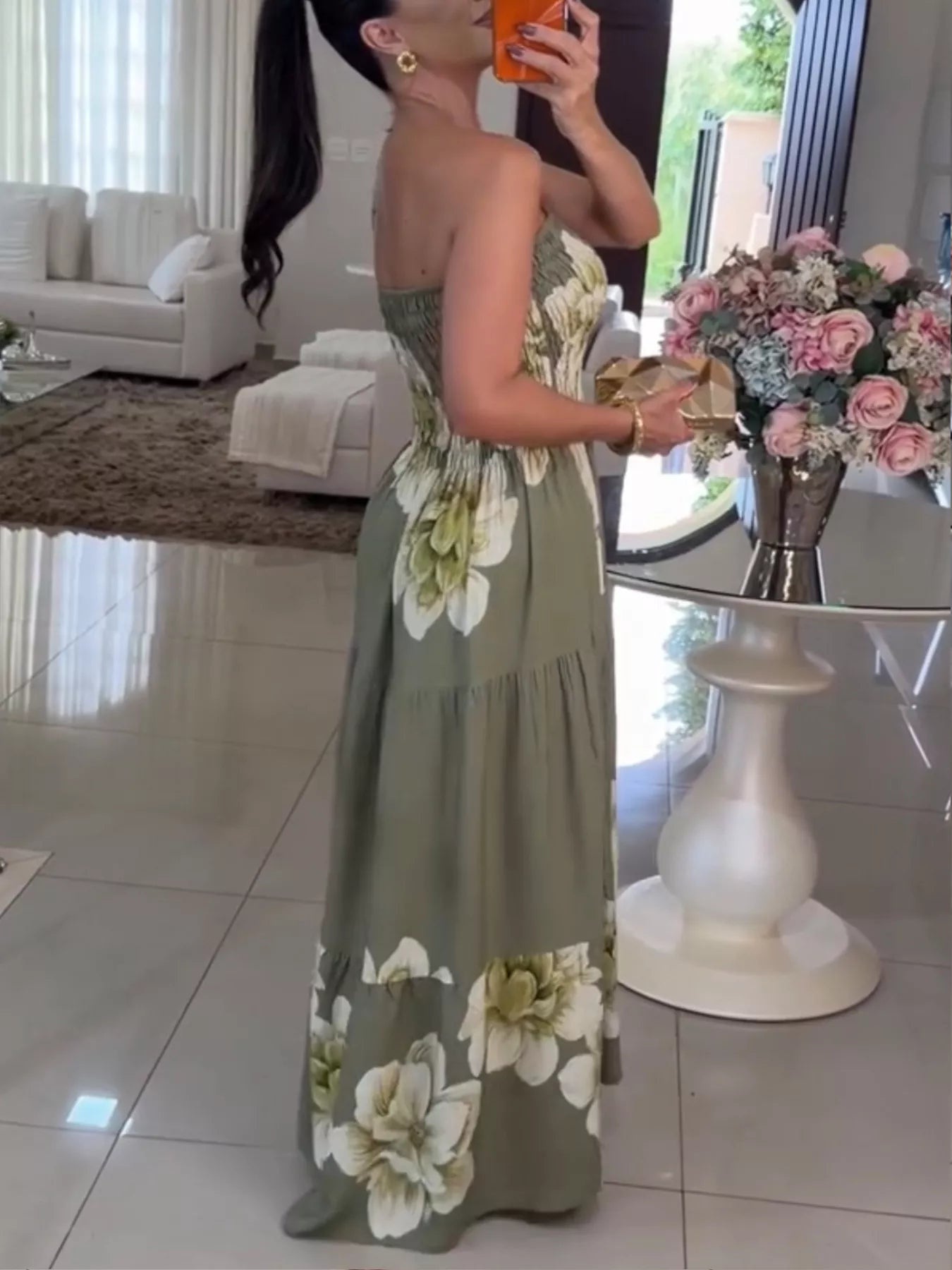 Floral Print Smocked Tube Maxi Dress  Shop One Place