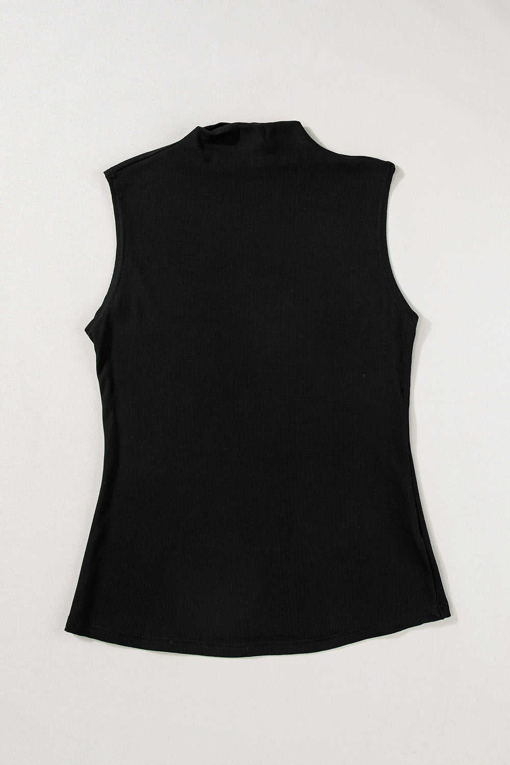 Black Solid Color Mock Neck Tank Top