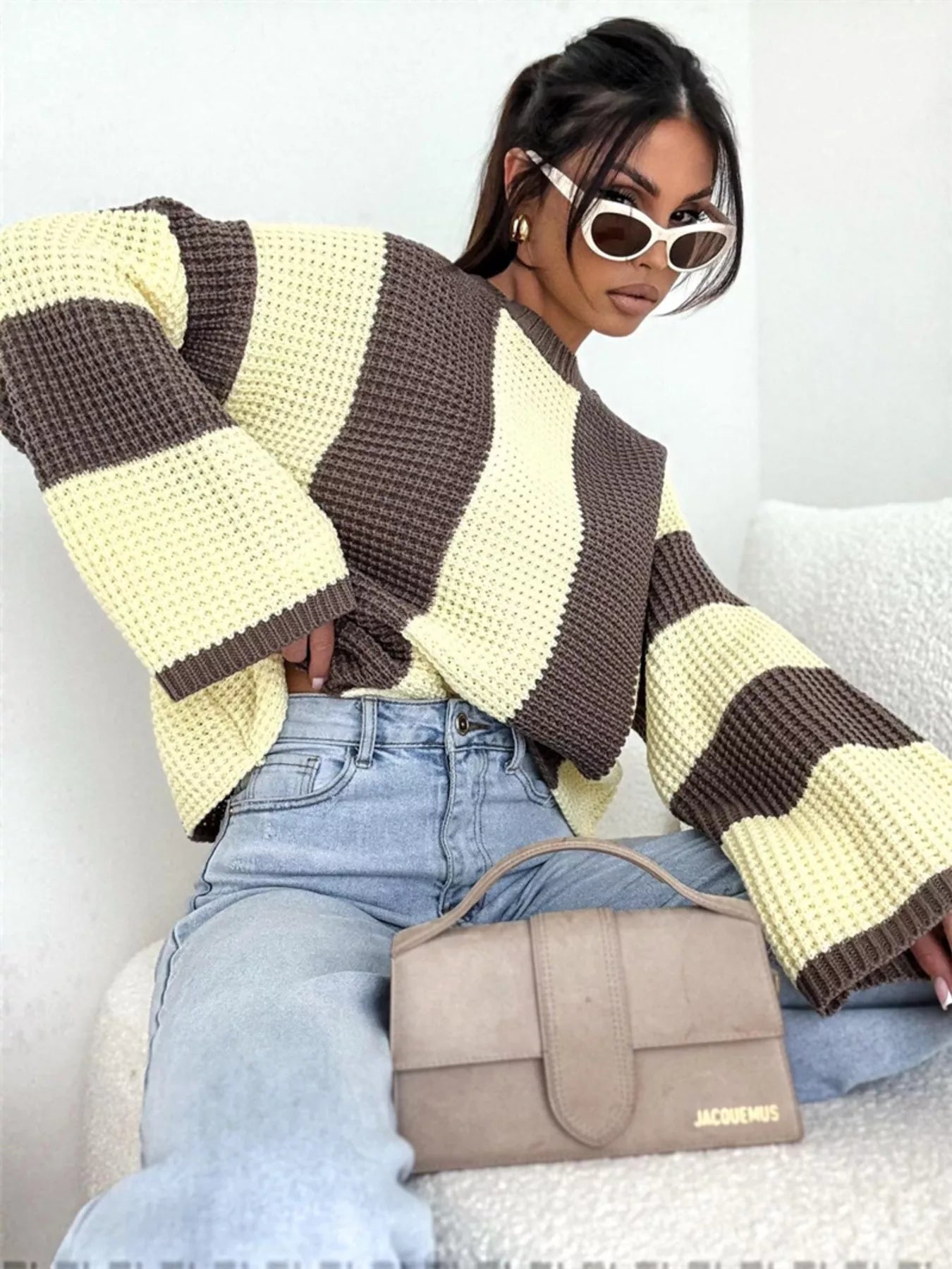 Color Block Long Sleeve Sweater  Shop One Place