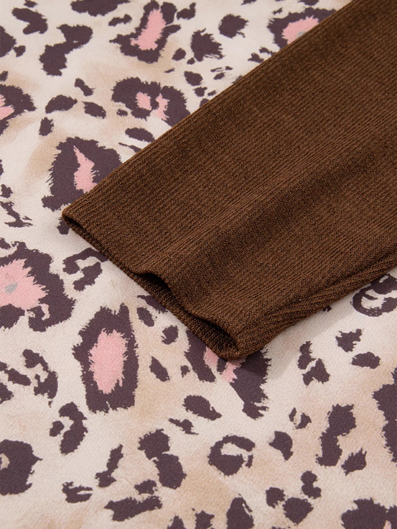 Plus Size Leopard Long Sleeve Drawstring Hoodie  Shop One Place