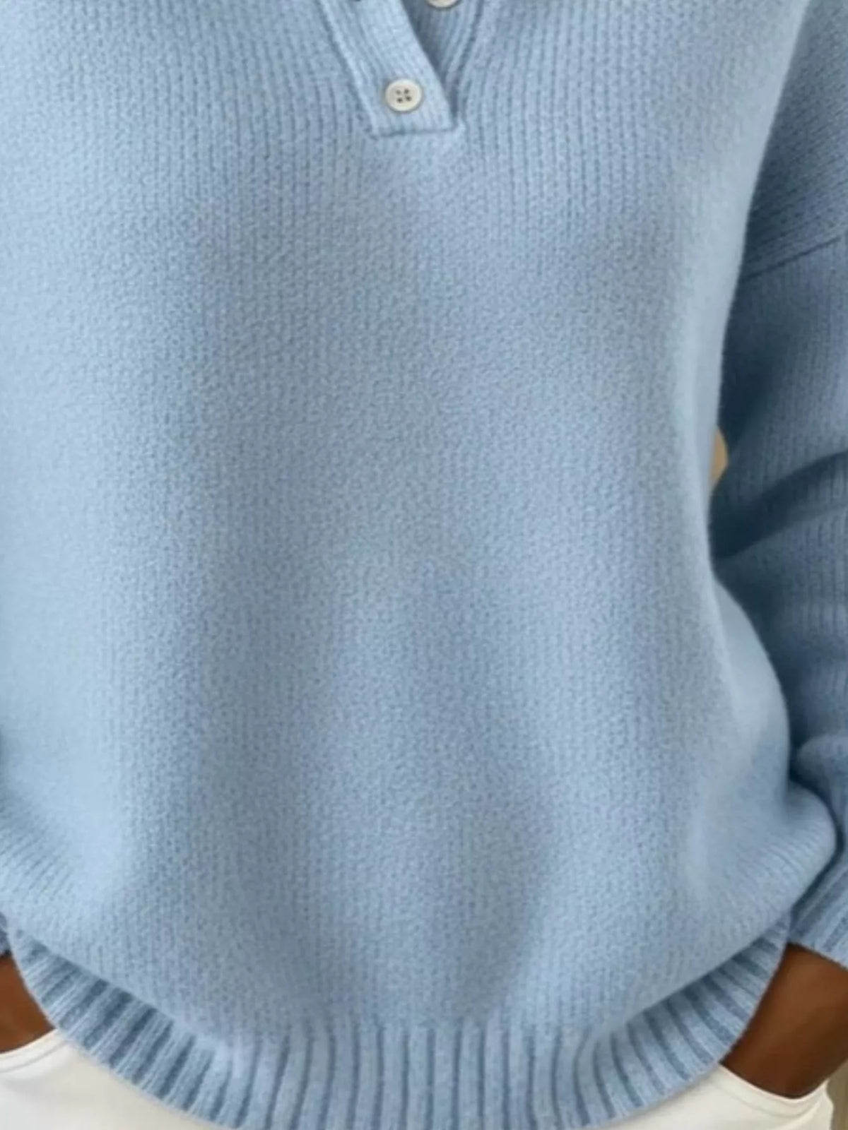 Full Size Button Detail Dropped Shoulder Sweater Plus Size  Shop One Place