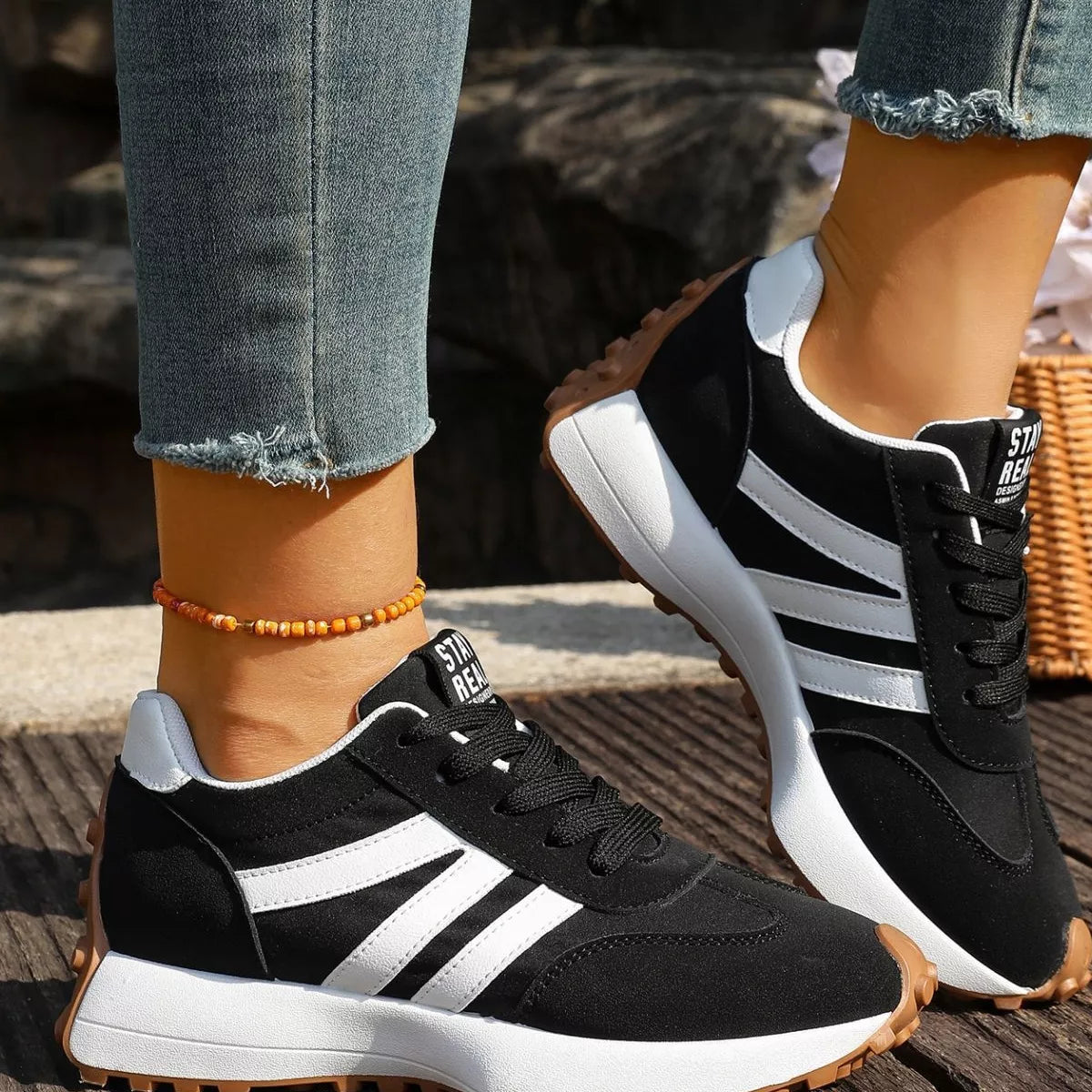 Round Toe Lace Up Sneakers  Shop One Place