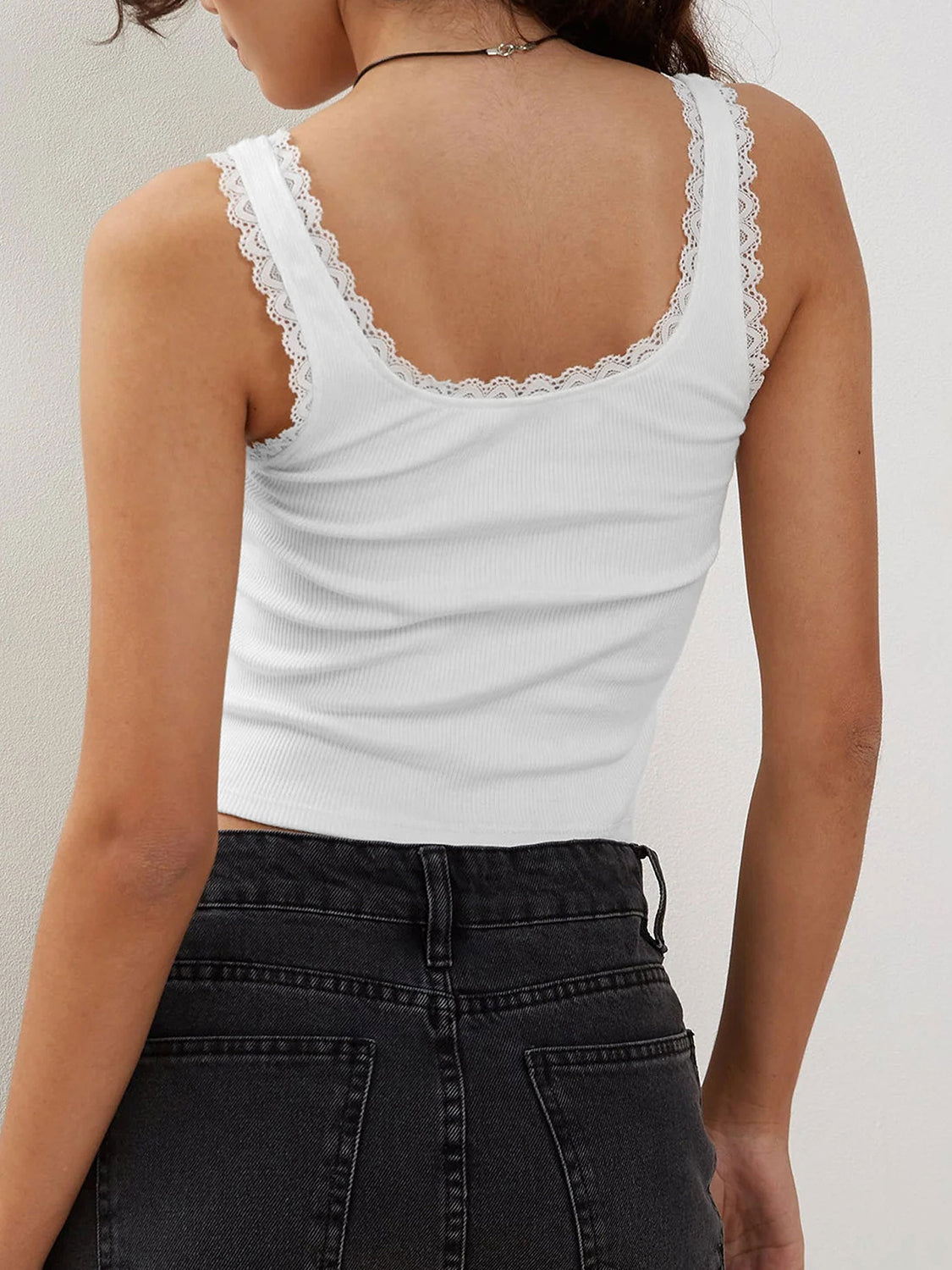 Lace Detail Square Neck Tank