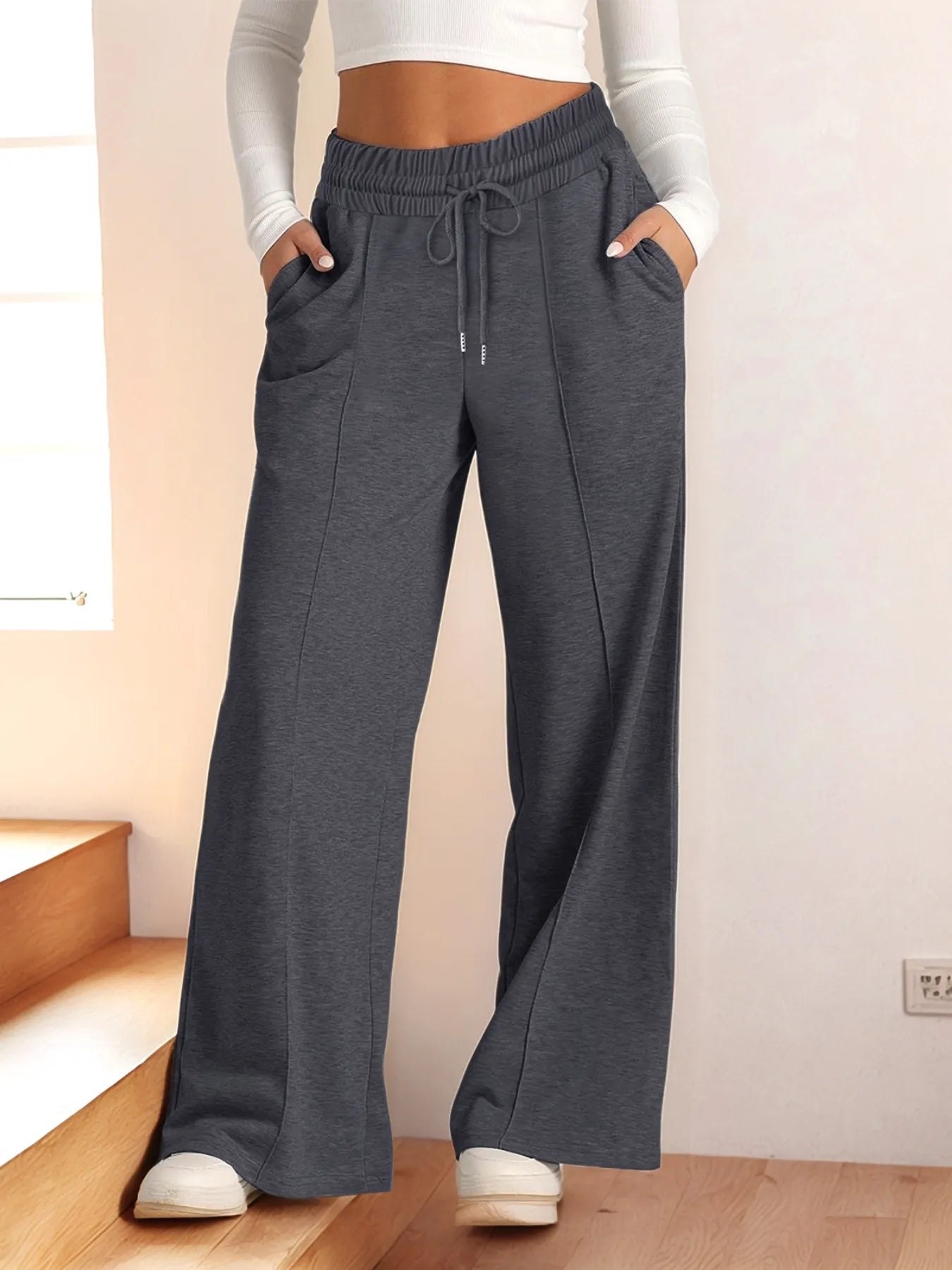 Full Size Drawstring Relaxed Fit Wide Leg Pants Plus Size  Shop One Place
