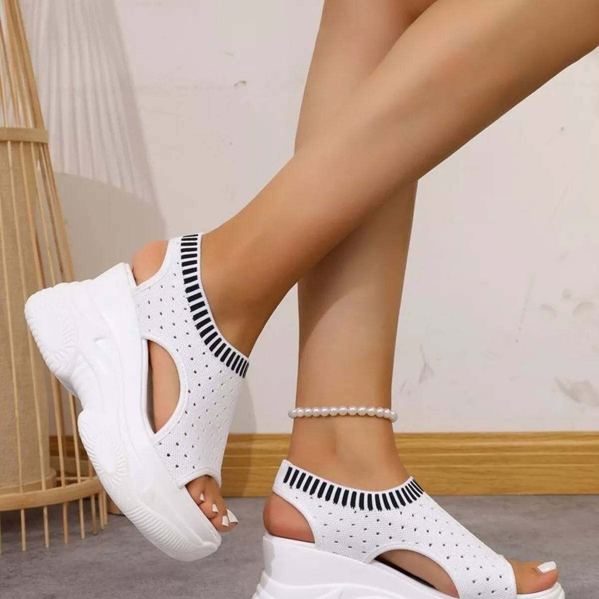 Mesh Platform Wedge Sandals  Shop One Place