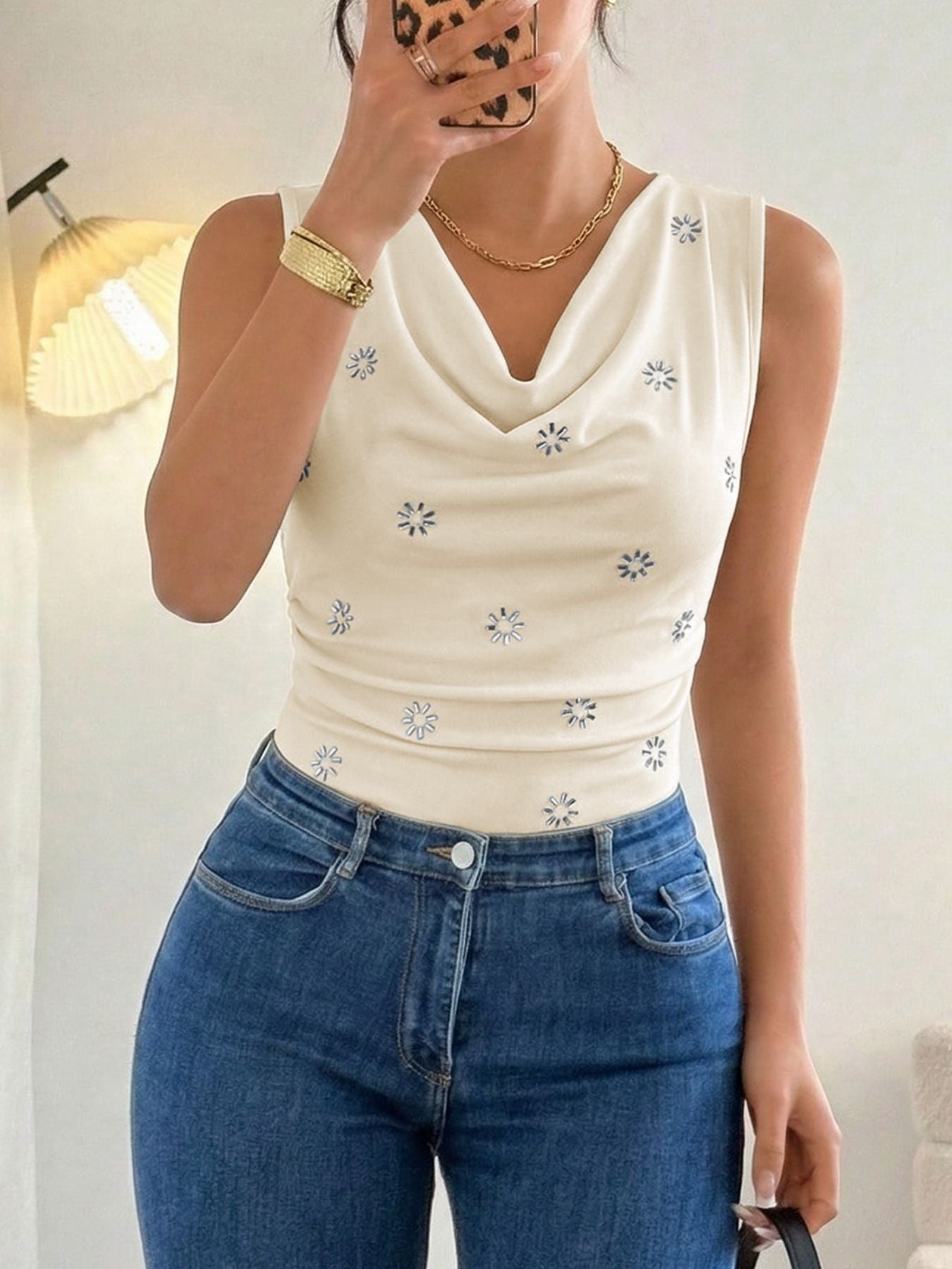 Cowl Neck Sleeveless Bodysuit  Shop One Place