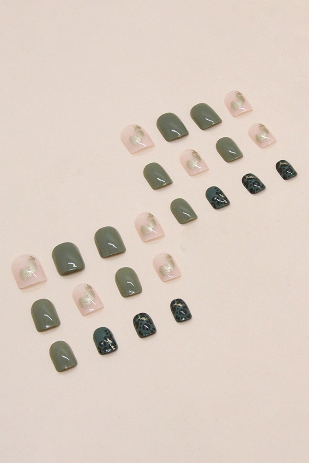 Blackish Green Fashion Foil Detail Nail Sticker Set