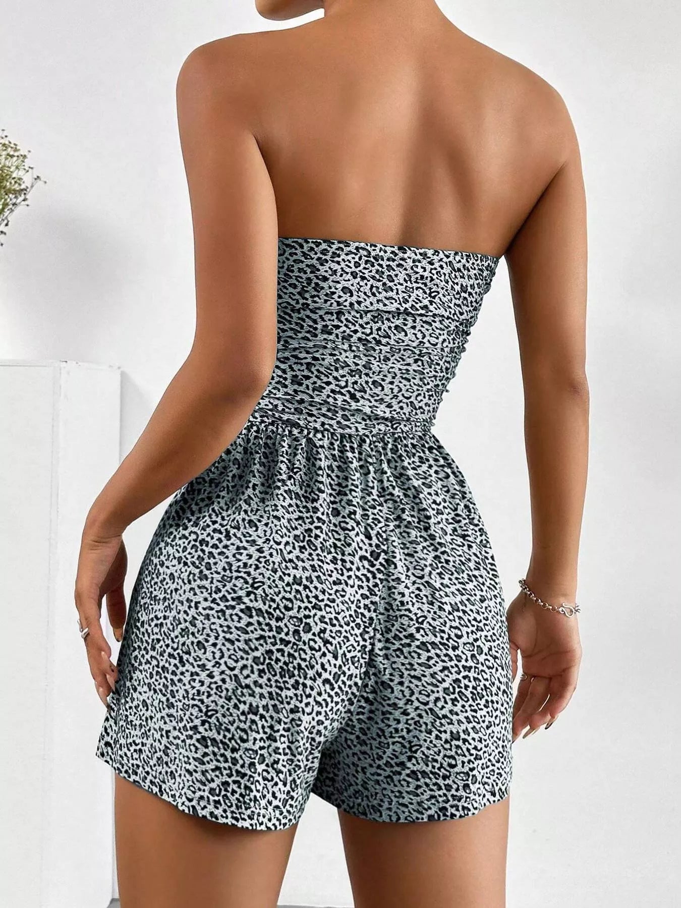 Strapless Ruched Waist Romper – Stretchy Cotton Blend Women’s Playsuit  Shop One Place