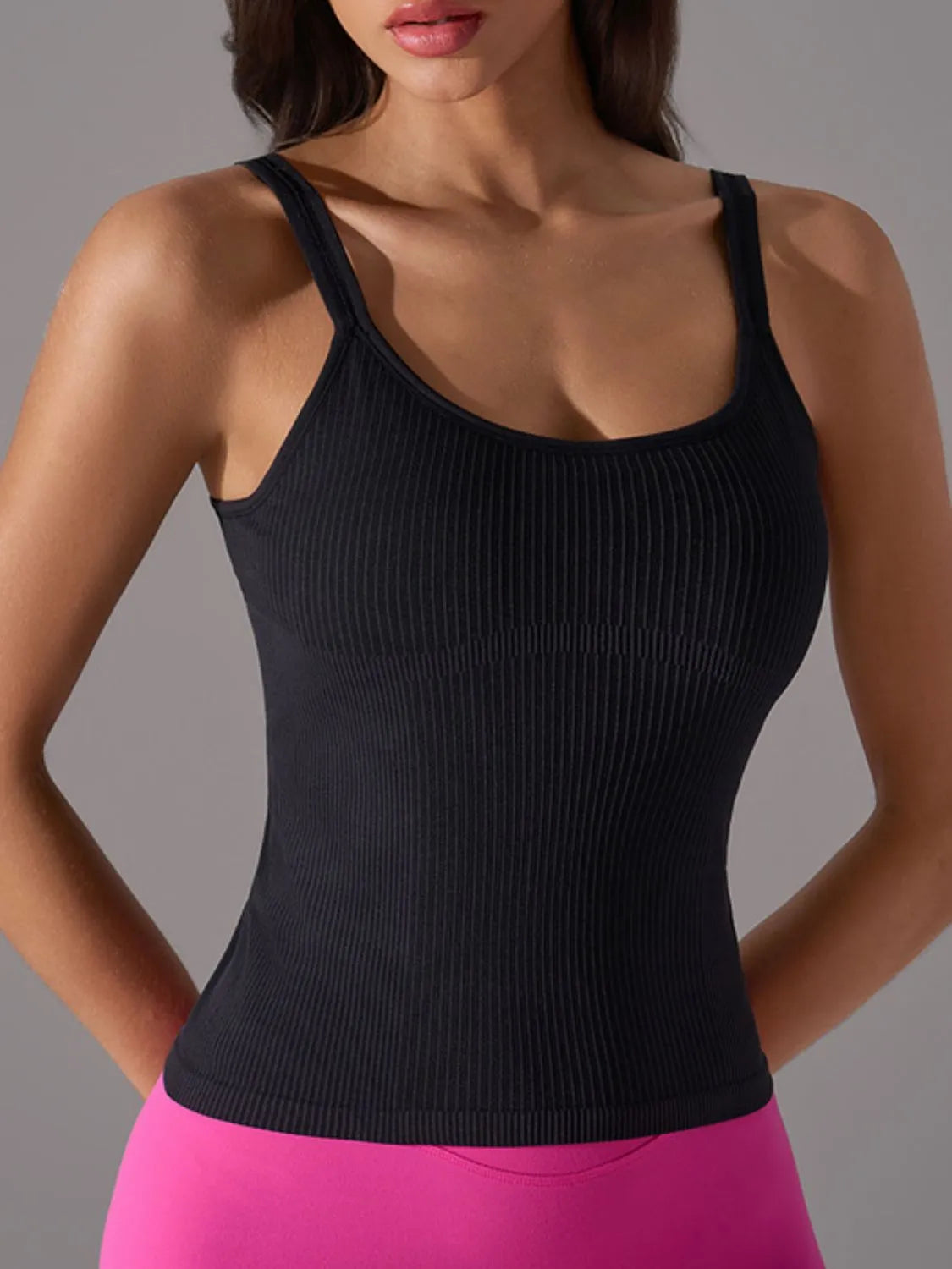 Scoop Neck Active Tank with Detachable Chest Pads  Shop One Place