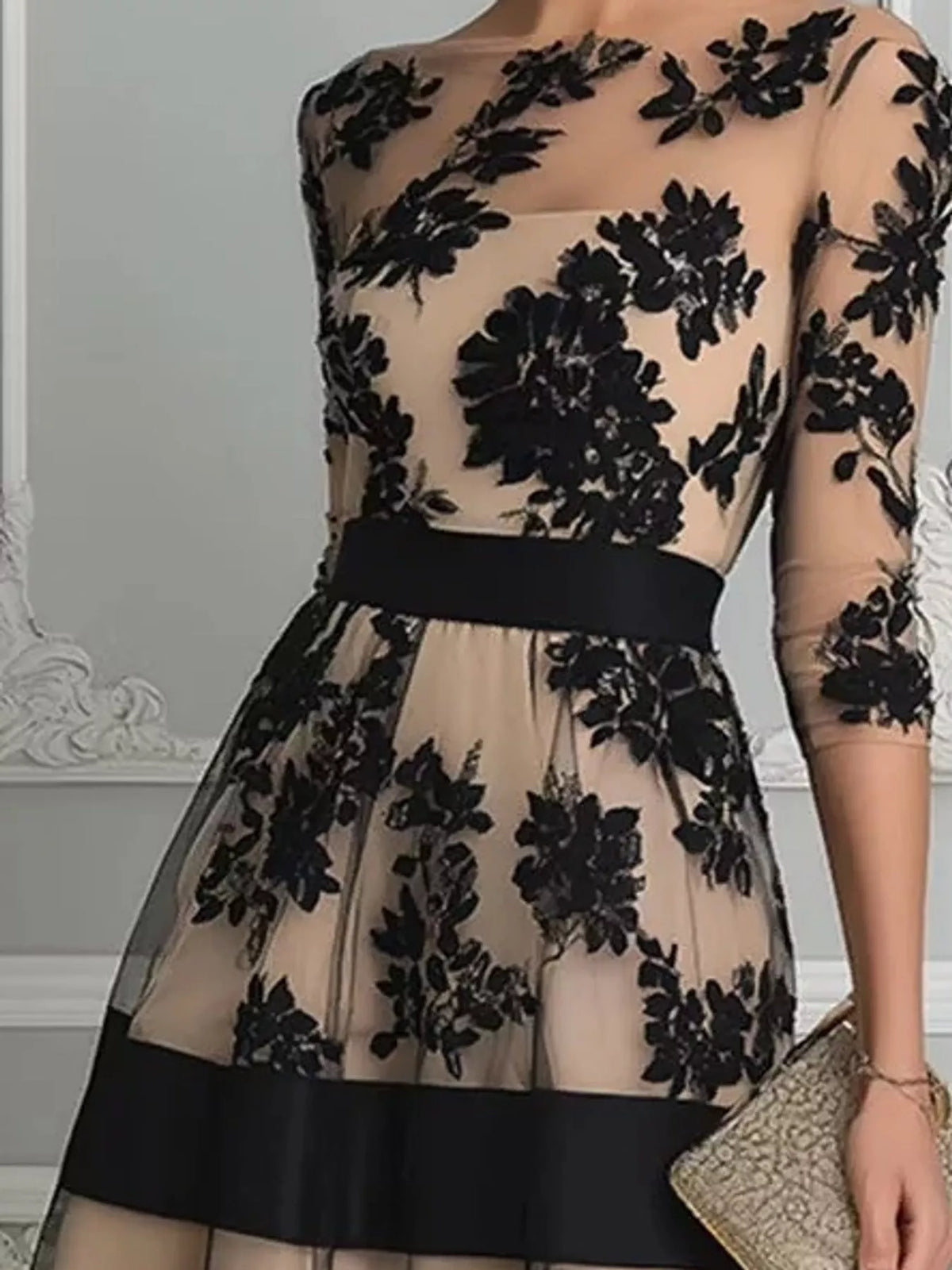 Women's Floral Tulle A-Line Midi Dress – view 4