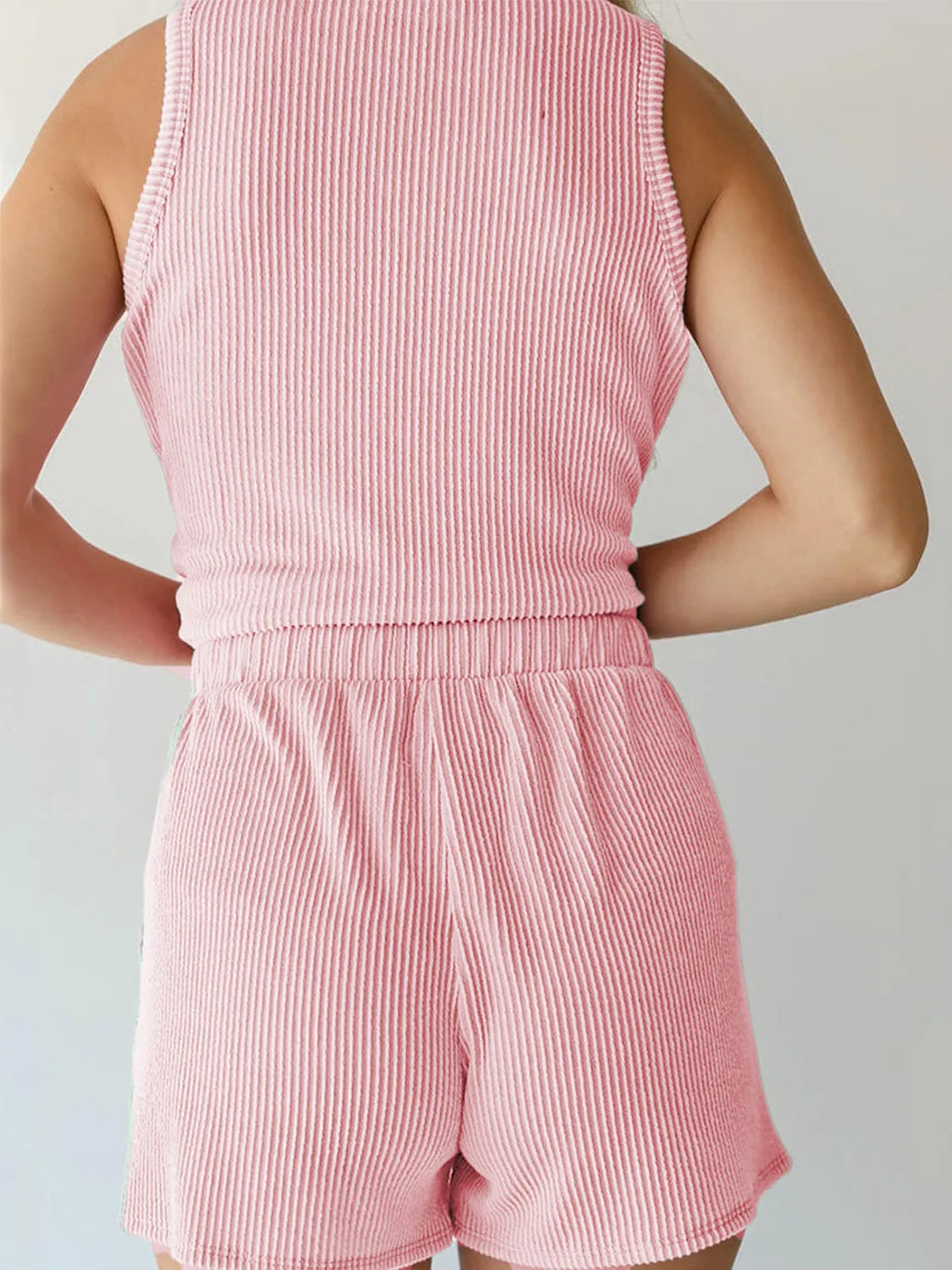 Round Neck Sleeveless Top and Shorts Set  Shop One Place