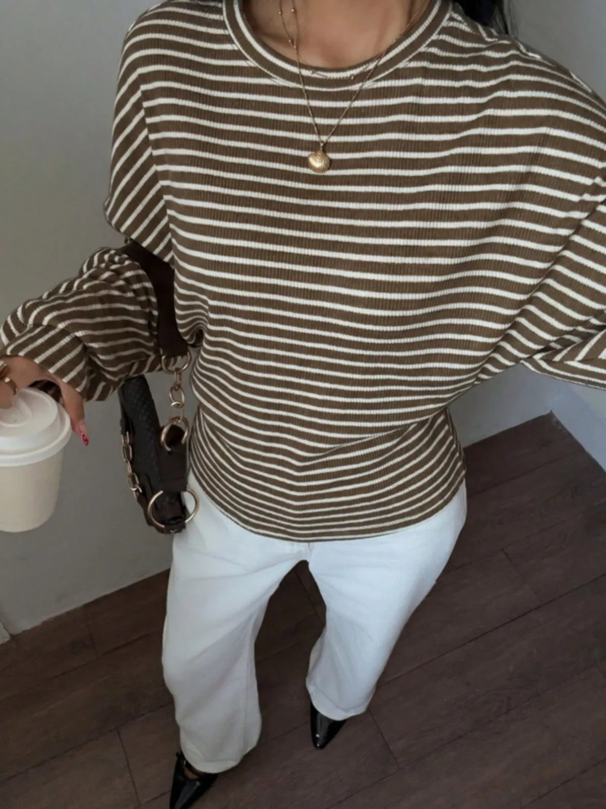 Women's Striped Batwing Sleeve T-Shirt – view 13