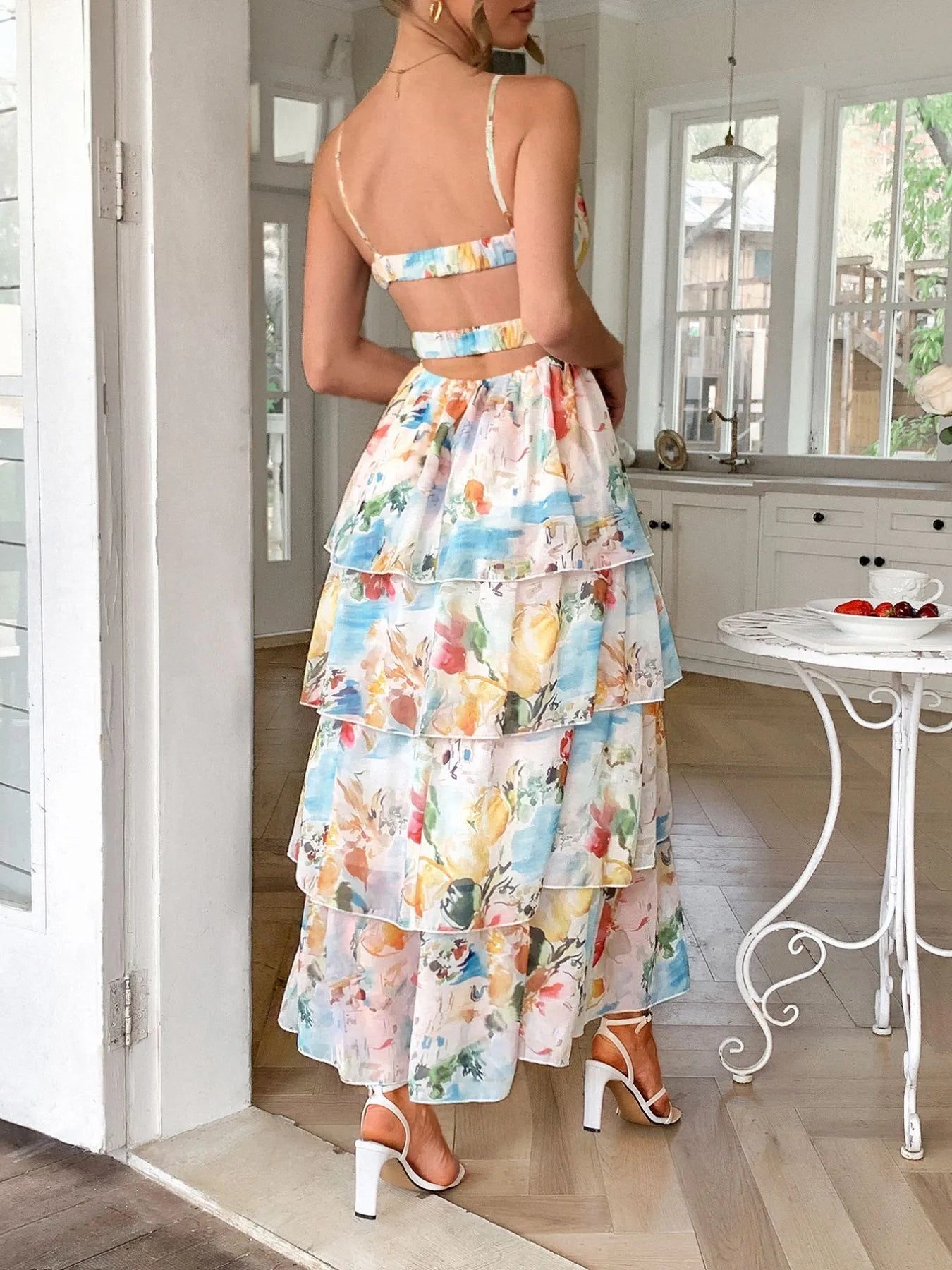 Floral Print Layered Maxi Cami Dress  Shop One Place