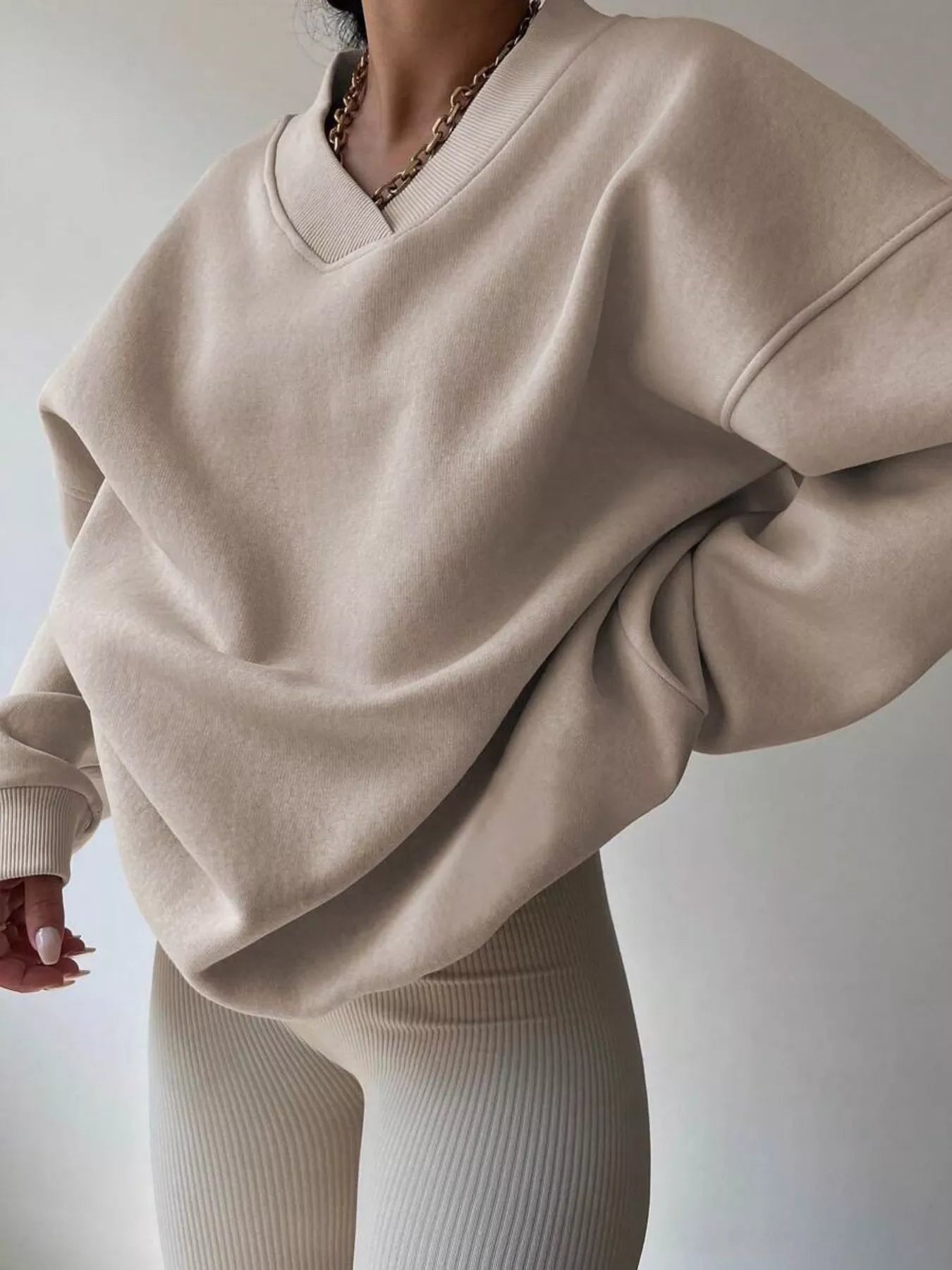 Dropped Shoulder Long Sleeve Oversized Sweatshirt  Shop One Place